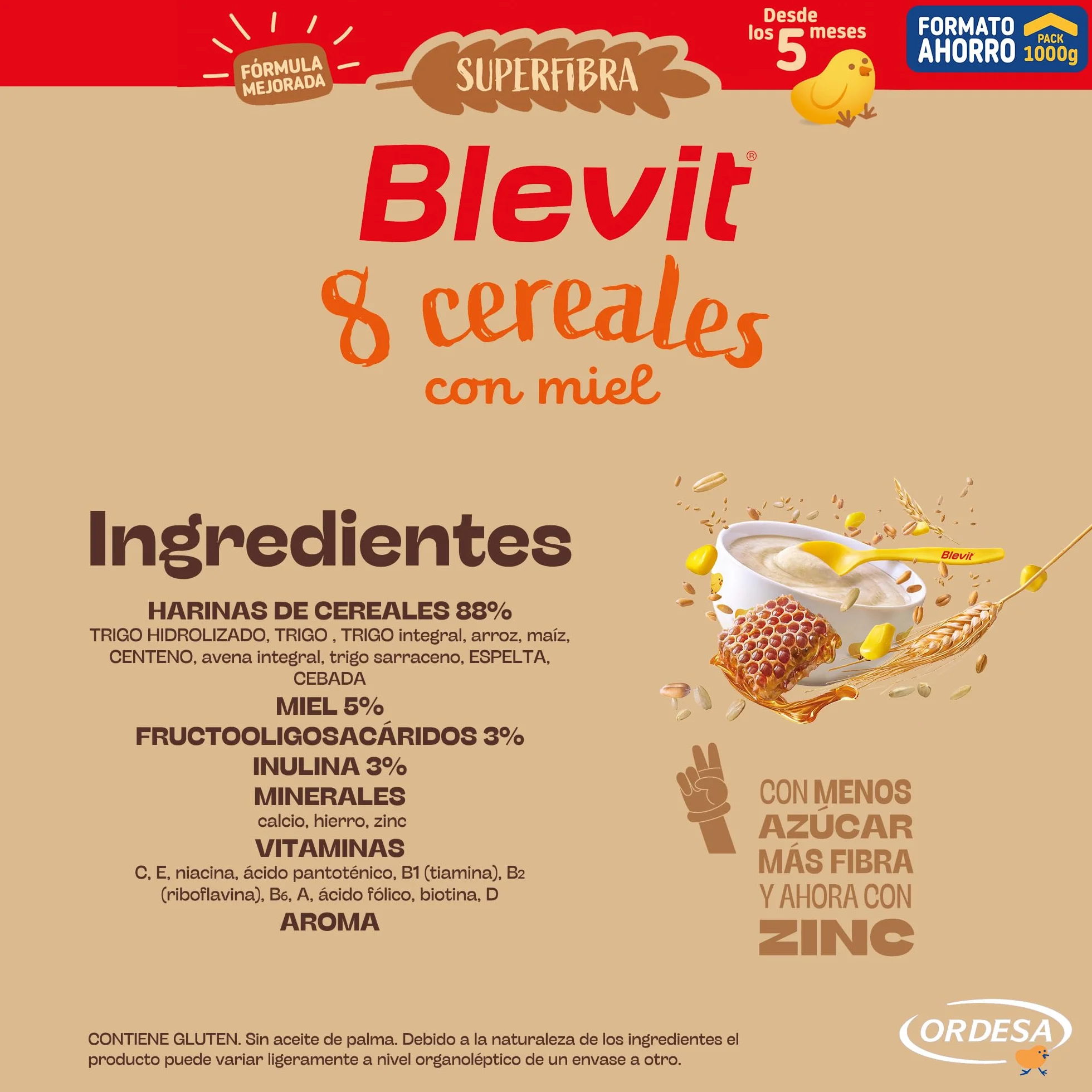 Blevit Superfibra 8 Cereales con Miel 1kg Papilla para Bebé desde 5 Meses