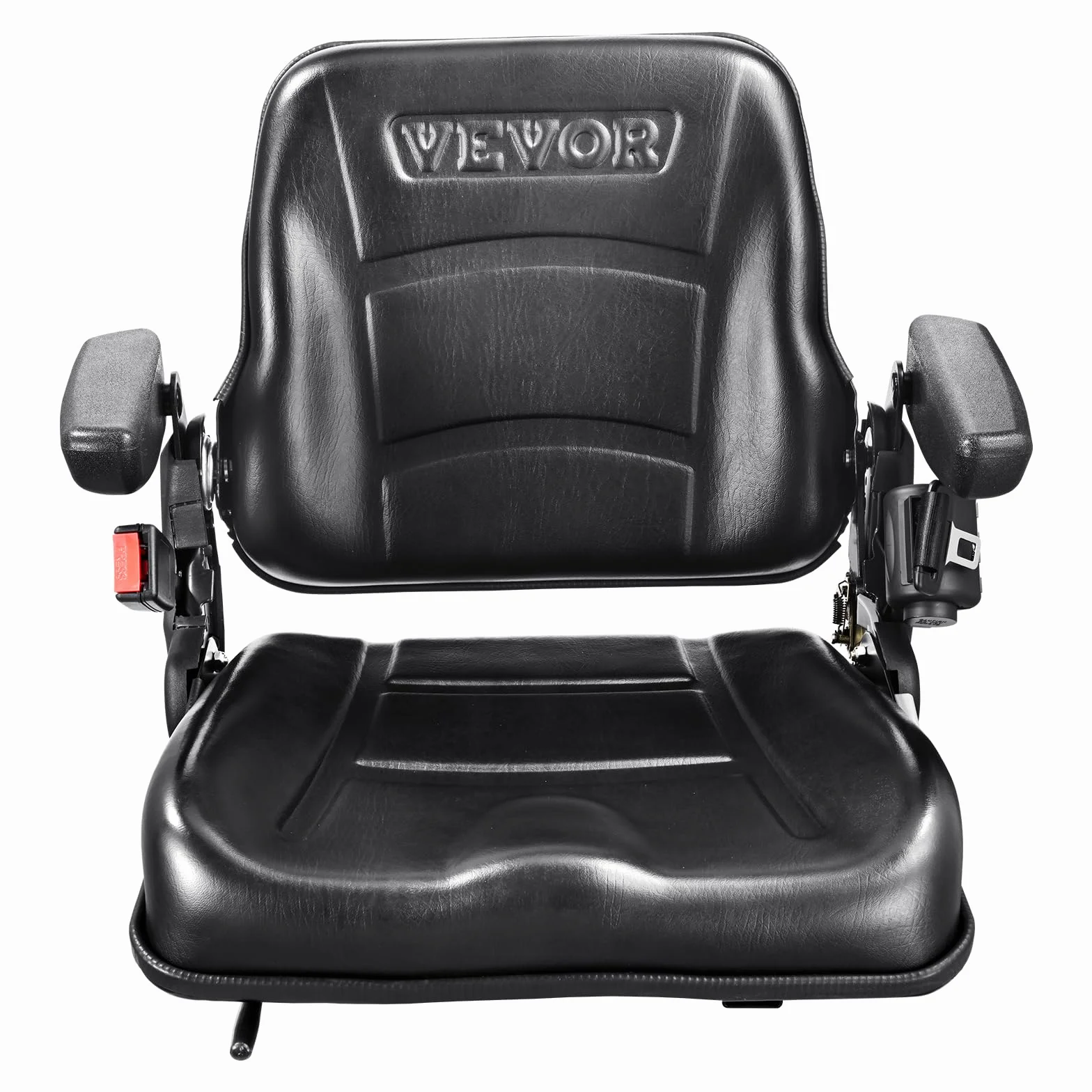 VEVOR Asiento de Carretilla Elevadora Universal Plegable Respaldo Ajustable Micro Interruptor Cinturón Seguridad Reposabrazos 160-340mm