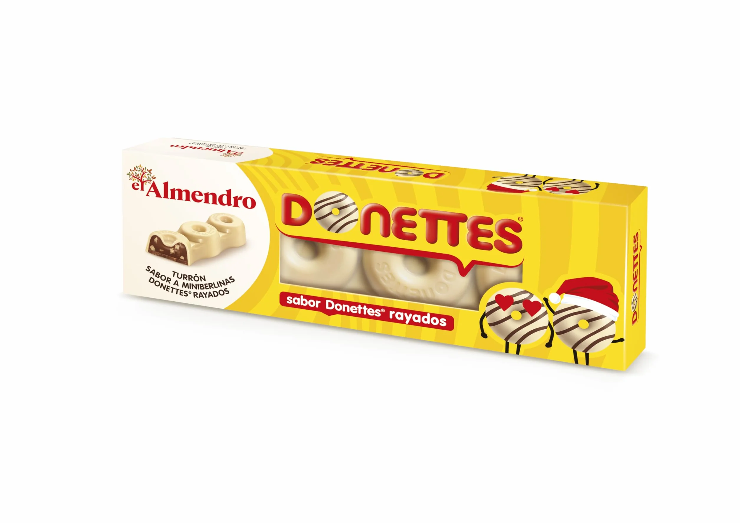 El Almendro Donettes Rayados Turrón Praliné Chocolate Relleno Cremoso Trocitos Bizcocho 150g