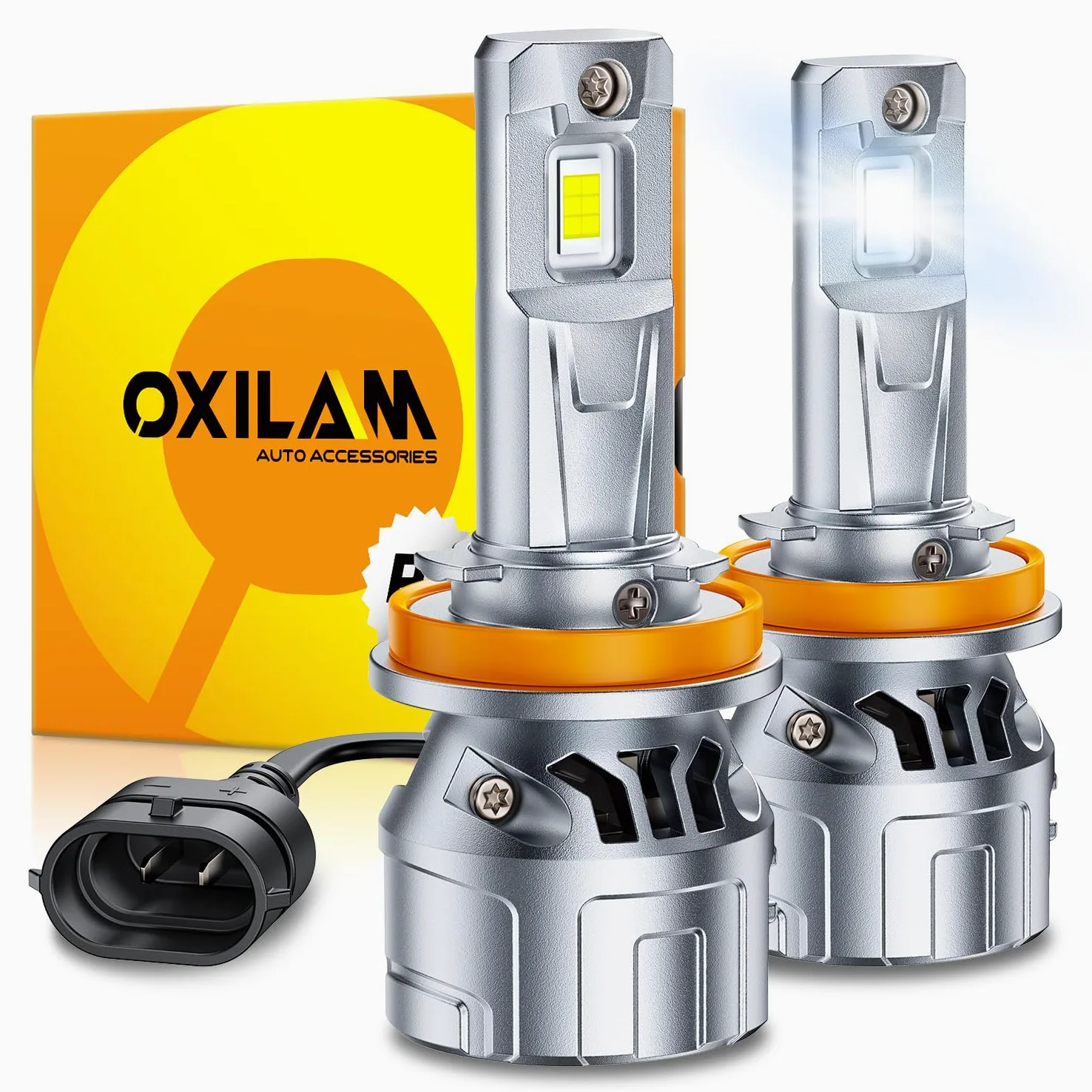 OXILAM Bombillas halógenas H11/H8/H9, 36000 lm, 6500 K, luz blanca fría, reemplazo halógeno, instalación en 5 minutos, plug and play, IP68, paquete de 2