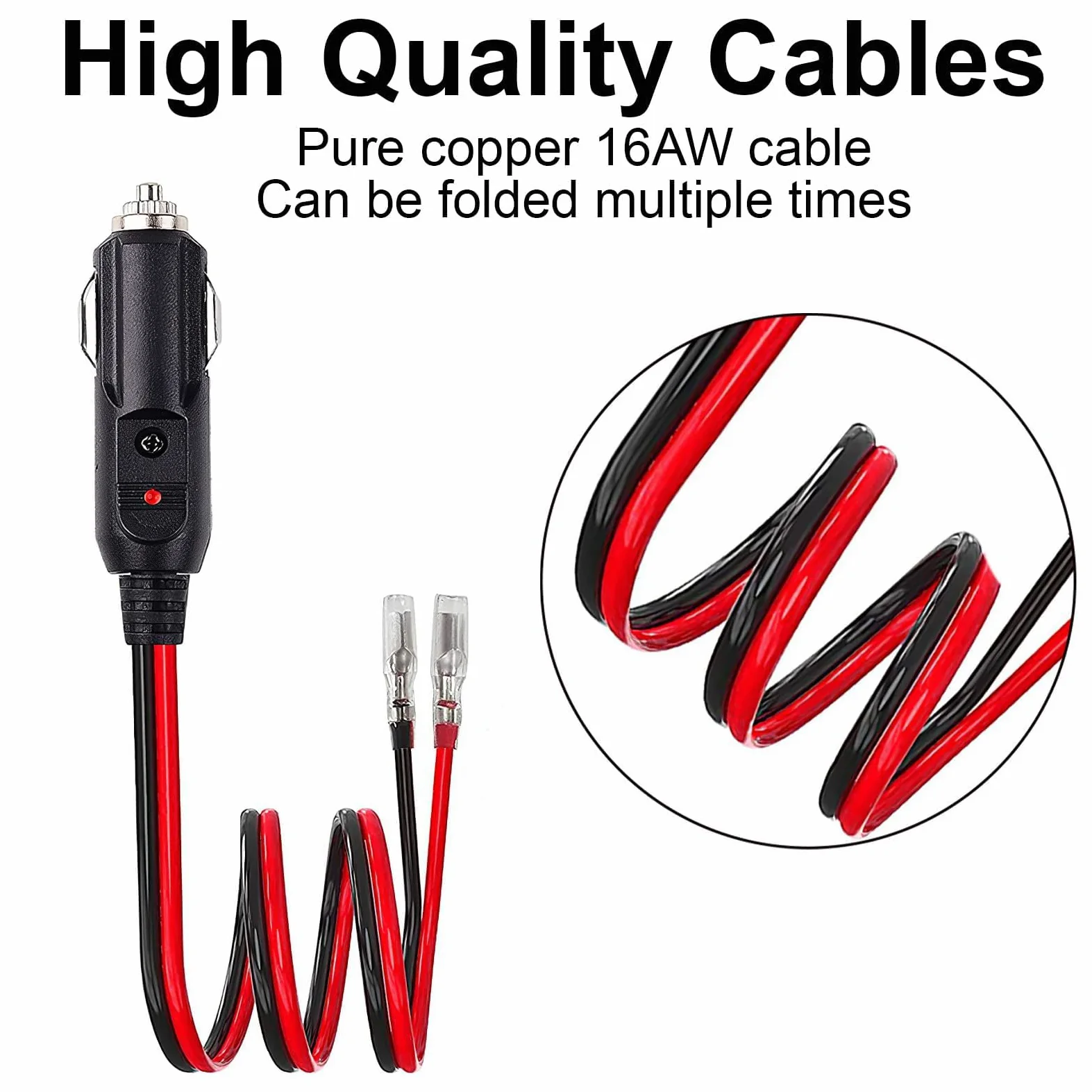 2Pz Encendedor de Cigarrillos Plug, Cable Conector Macho para Mechero de Coche de 12V-24V Enchufe de Mechero con Fusible Enchufe del Encendedor para Refrigeradores de Camiones, Reproductores de DVD