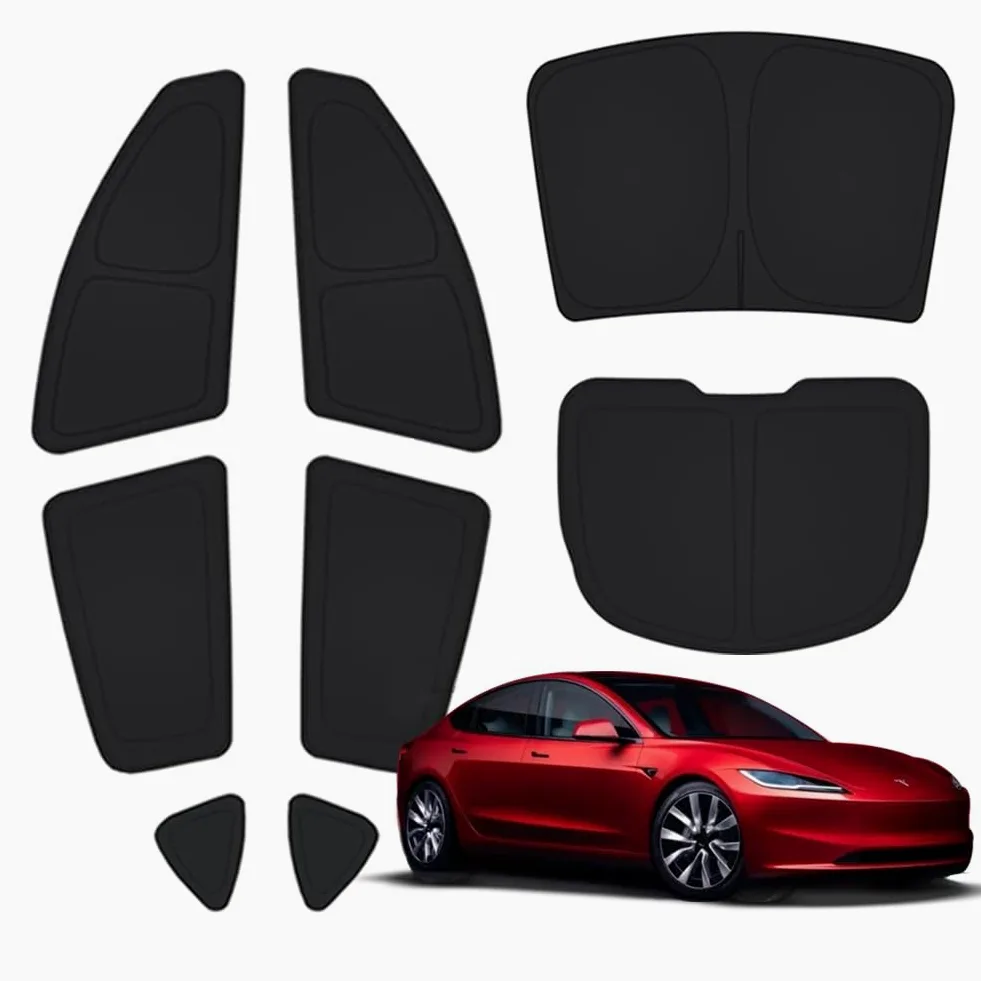 Tesbeauty - Cortina de privacidad para Campamento de 8 Piezas Especialmente diseñada para Tesla Model 3, persianas de Camping mejoradas de 5 Capas, Cubierta de Parabrisas, parasoles, Pantallas de