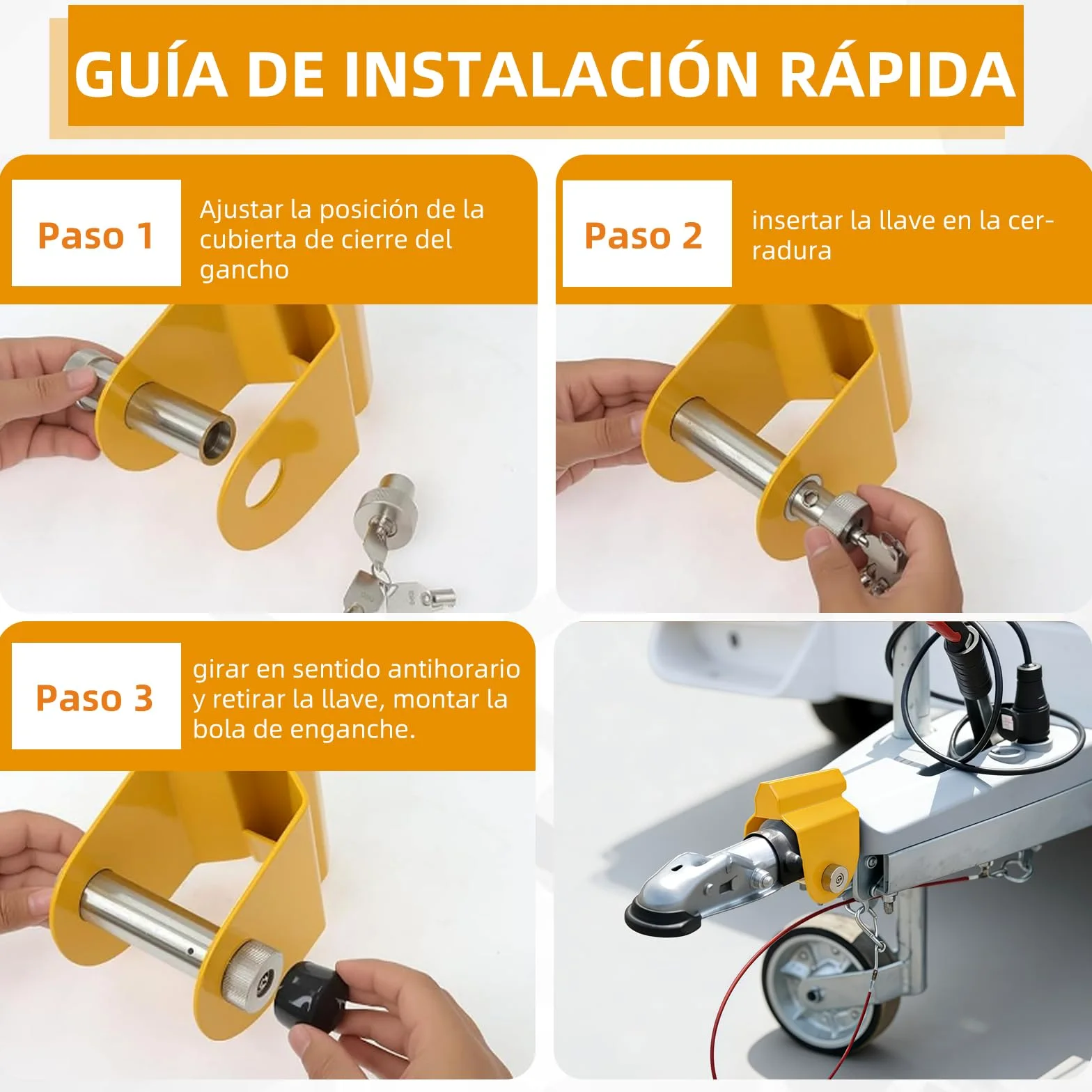 Cerraduras de enganche de remolque para AL-KO AK130, AK160 y AKS1300/2004/3004 modelos con antirrobo y acoplamiento estabilizador, adecuado para la seguridad de caravanas, autocaravanas y campistas.