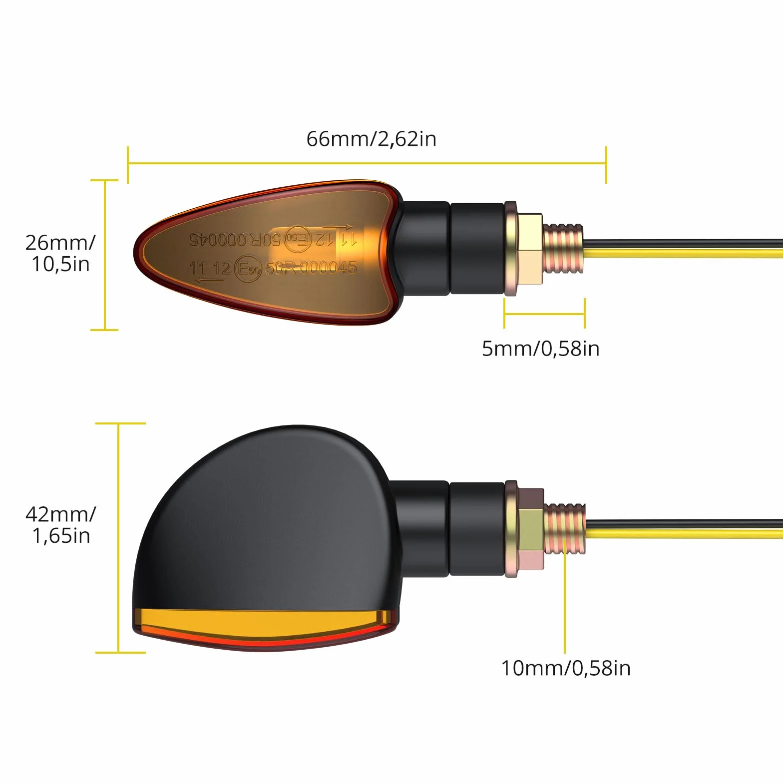 PROZOR 4PCS Intermitentes Moto Universal Homologadas ECE R50 Luces de Señal de Giro Impermeable IP65 Bombilla de Alta Potencia10W Indicador de Señal de Giro Ámbar para M10 Motocicleta Moto 12V