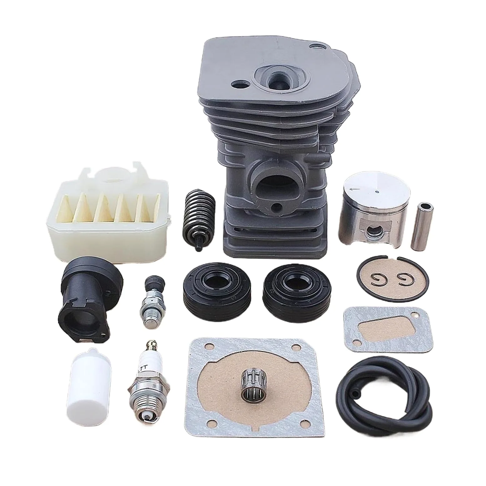 Kit de Filtro de Aire de pistón de Cilindro de 42 mm for Motosierra 340, 345 y 350 (503870276, 537024002w, Sello de Aceite, Tubo de admisión, Resorte Amortiguador AV)