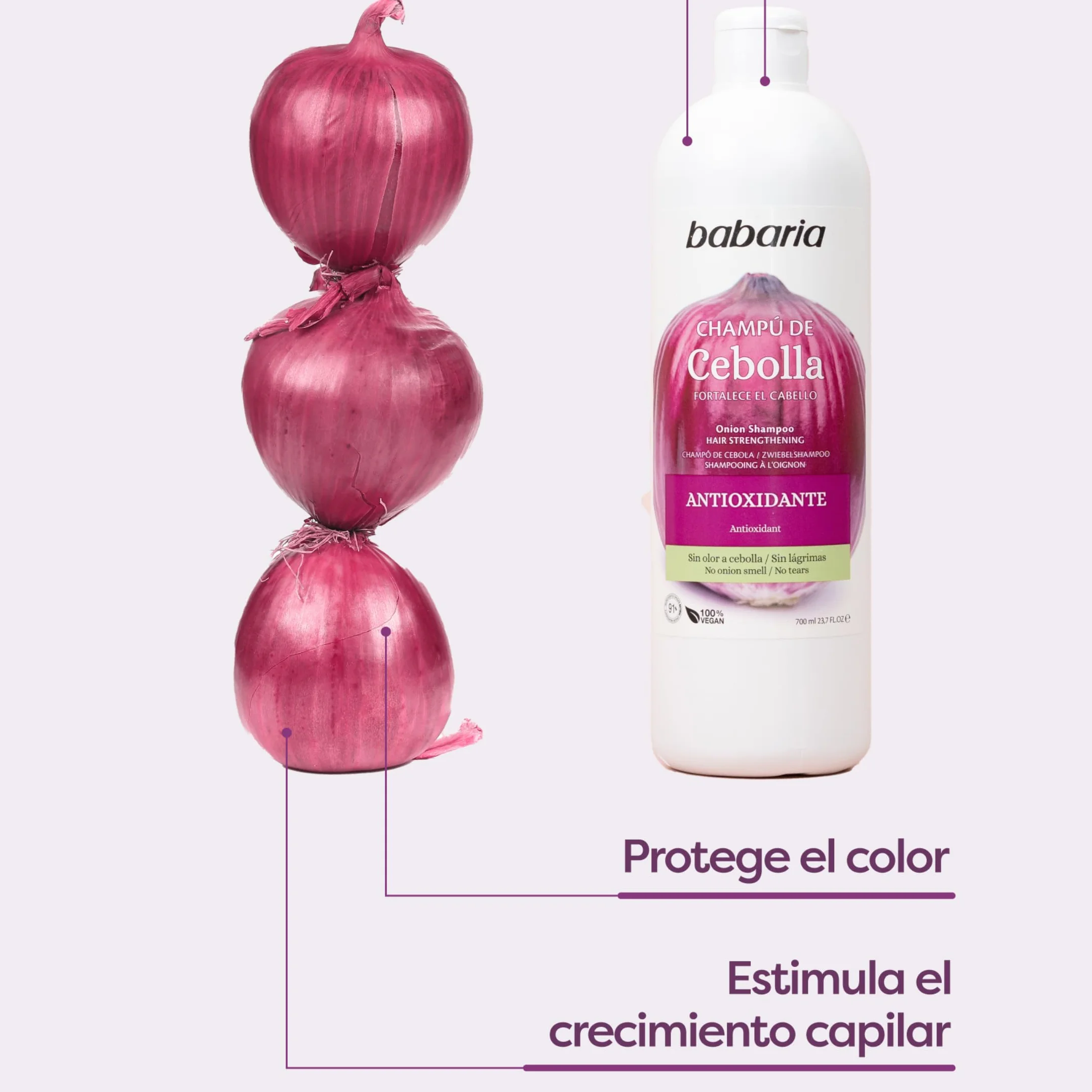 Babaria Champu Cebolla Antioxidante 380ml Sin Olores