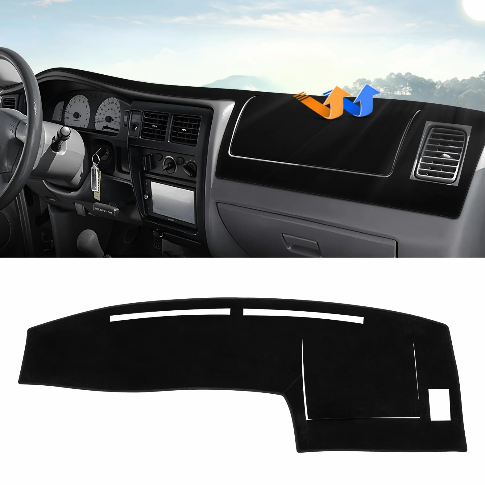 Autorder Alfombrilla de Cubierta de salpicadero para Toyota Tacoma 1998-2002 2003 2004, Accesorios para salpicadero, Protector de Rayos UV
