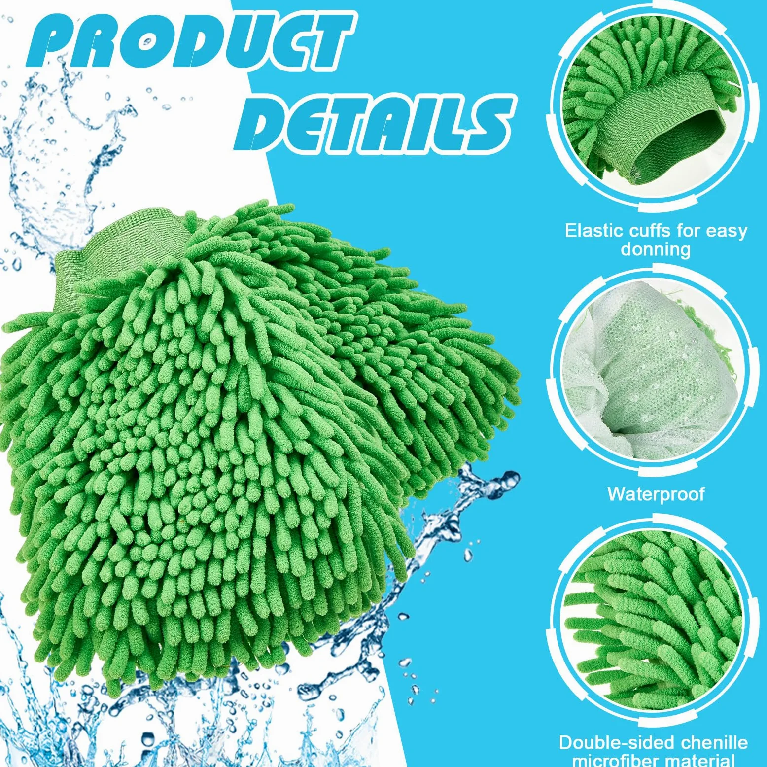 Toulite 16 manoplas de microfibra de felpilla de doble cara para lavado de coche, guantes de limpieza y secado (colores brillantes, 5.91 x 9.06 pulgadas)