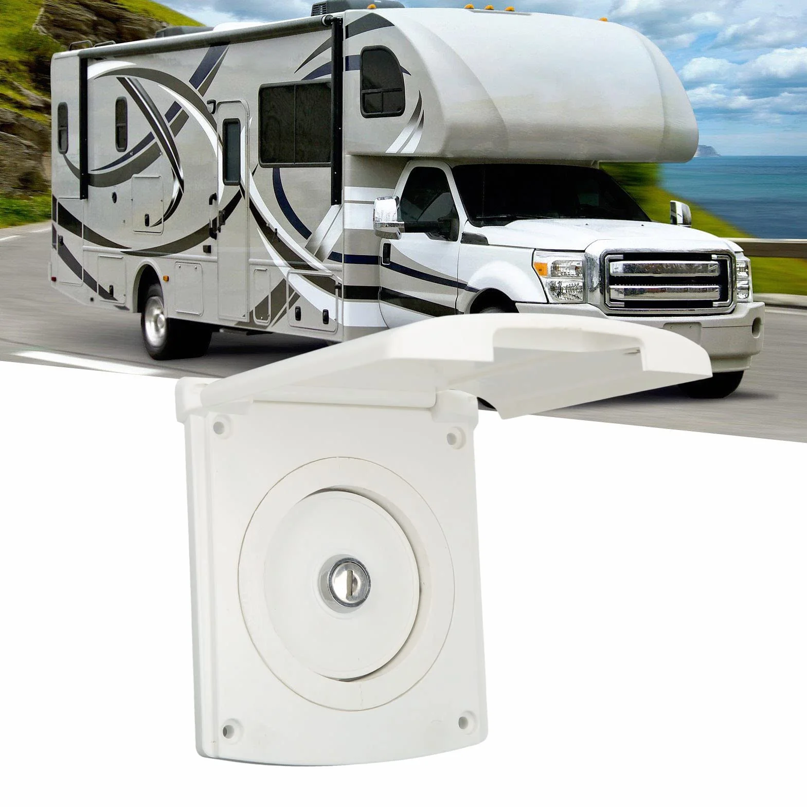 Entrada de rv, tapa de agua bloqueable grado de ingeniería asa ip44 equipo de tanque de llenado de entrada impermeable a prueba de fugas con 2 llaves para autocaravana camping remolque caravana barco