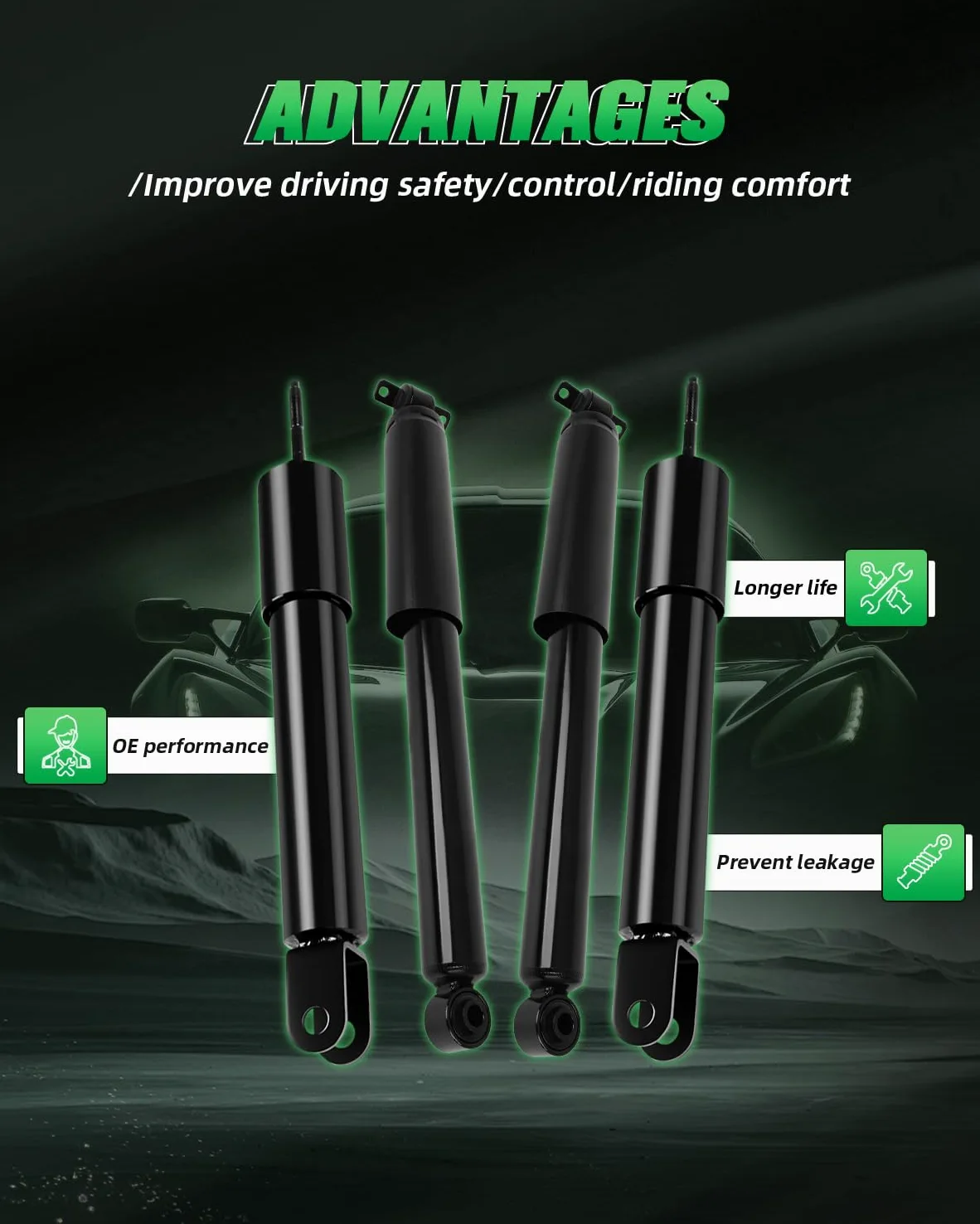 SCITOO Amortiguadores delanteros y traseros para Hummer 2006-2010 para Hummer H3 Shocks 555049 911527 555050 911528 - Juego de 4 piezas