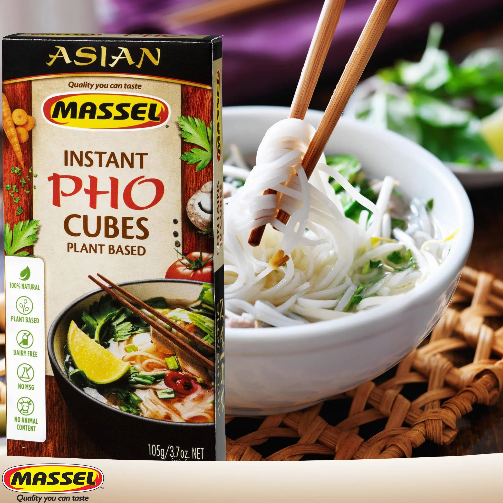 Massel Cubos asiáticos caldo instantáneo sin gluten sabor pho paquete 6 x 105 g