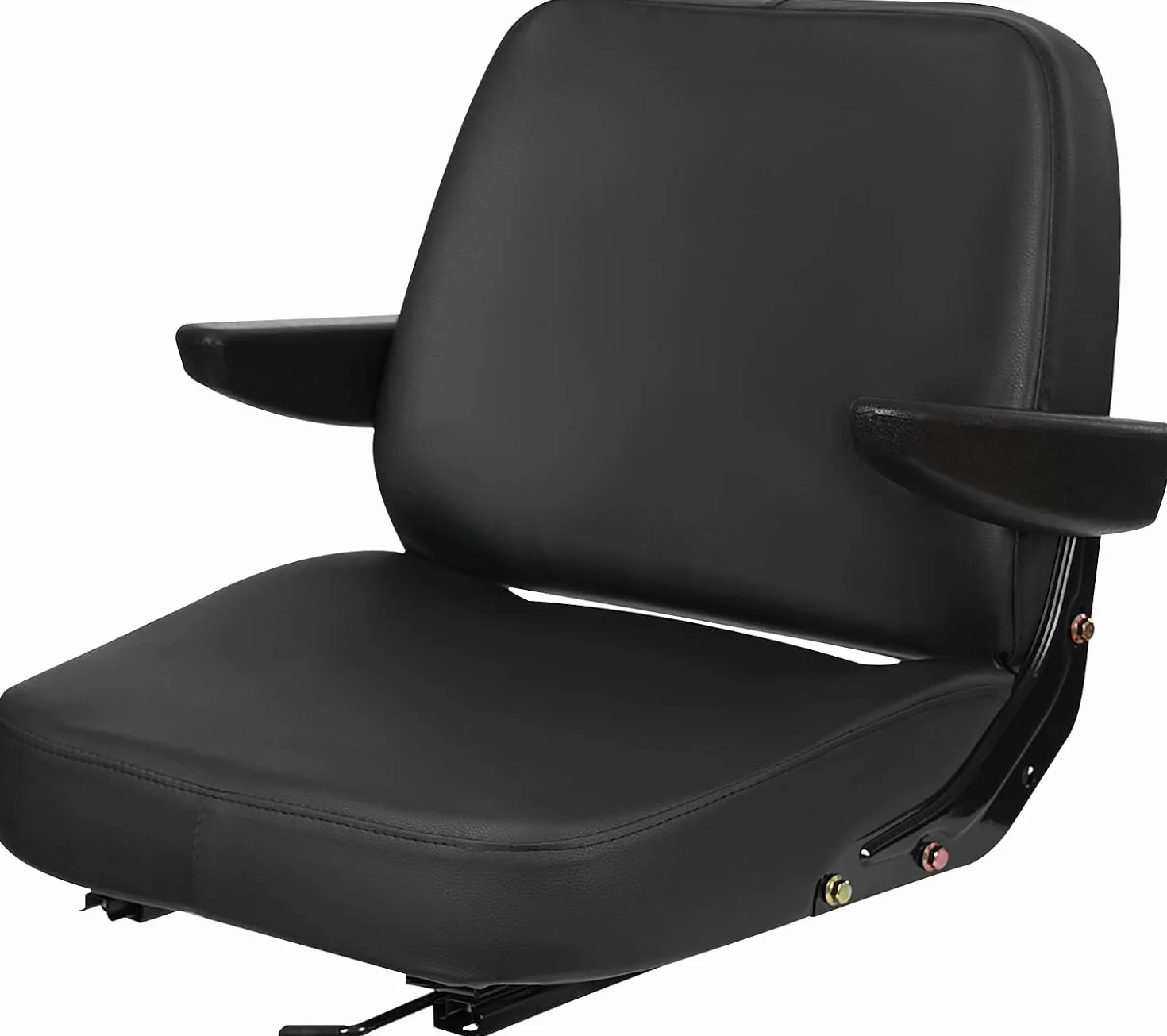 Asiento universal de repuesto, 28×23 cm Instalación de vías, Asiento de Tractor con vías, para carretilla elevadora con reposabrazos ajustables, construcción de PVC resistente, Exterior 48×46×51 cm