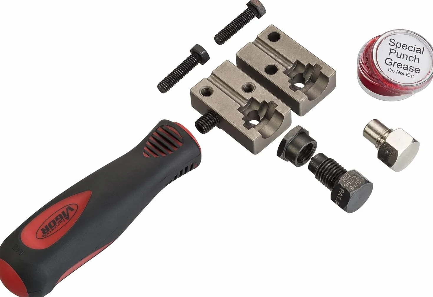 VIGOR V4416 abocardador, exclusivo para abocardar DIN, ligero y manejable, para abocardar DIN F 180grados, uso en conductos de freno o hidráulicos directamente en el vehículo