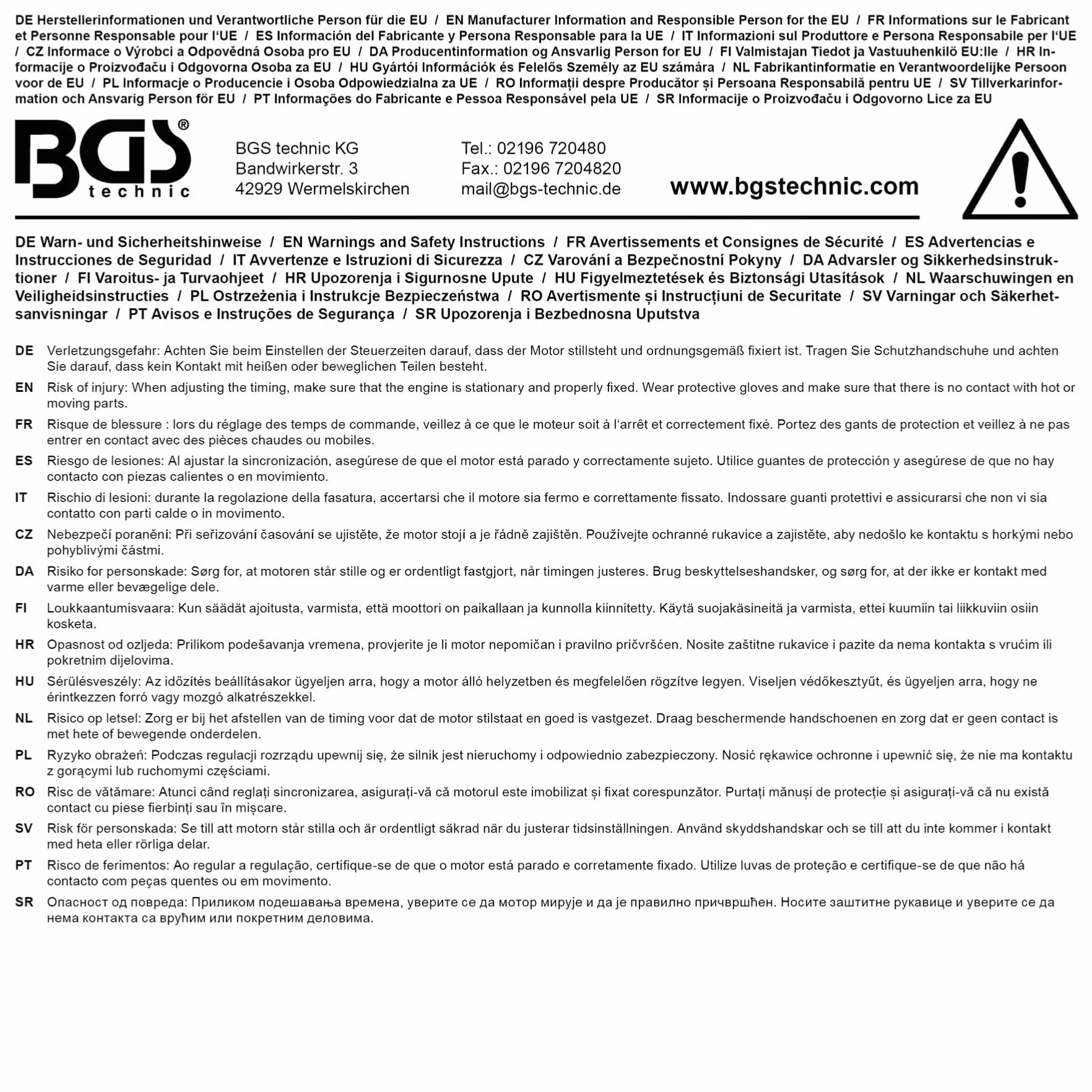 BGS 66211 | Bandeja para carro 1/6: Juego de calado de distribución | para Audi 2.4, 2.8, 3.0 TFSI