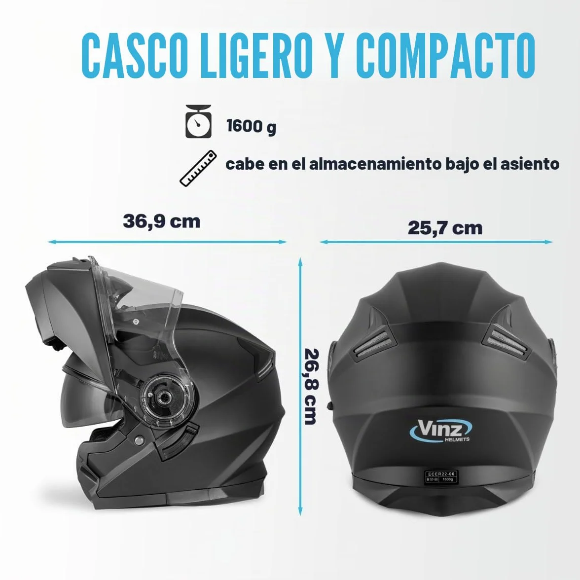 VINZ Busan Casco Modular con Visera Solar | Casco Moto & Scooter & Ciclomotor | ECE 22.06 Homologado | En Tamaño XS - XXL | para Hombre y Mujer