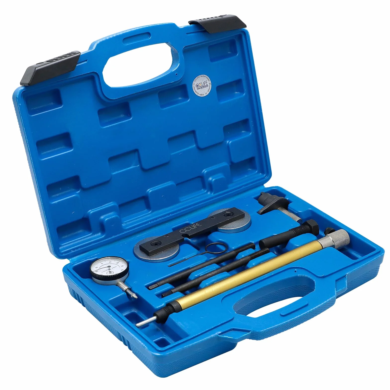 CCLIFE Kit de Herramienta de Cambio Cadena de Distribución Compatible con VAG Audi Seat Skoda 1.2 1.4 1.6 FSI TFSI, con Soporte para Comparador de Cuadrante