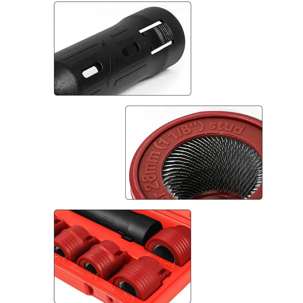Juego de Herramientas Limpiadoras de Pernos de Rueda de 9 Piezas para Eliminar óxido Y Escombros, Cepillo para Quitar óxido de Tornillos