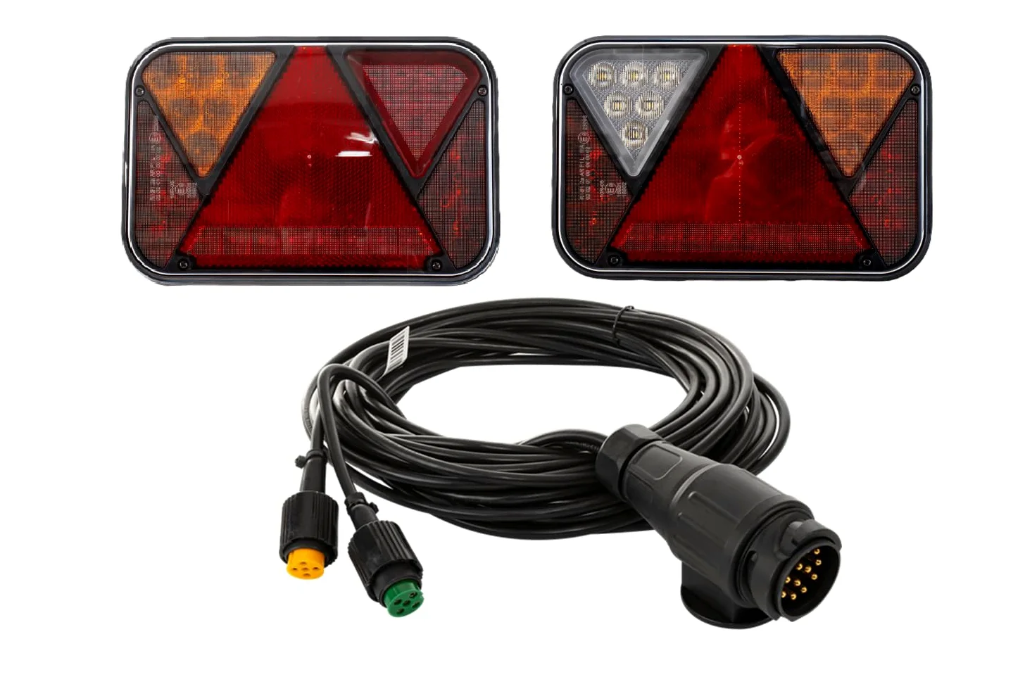 Juego de faros traseros LED Canbus Fristom FT-270 izquierdo derecho 7 funciones 12 V antiniebla marcha atrás cableado eléctrico Mantes 7 metros enchufe 13 pines para remolque, camión, coche Bisarca