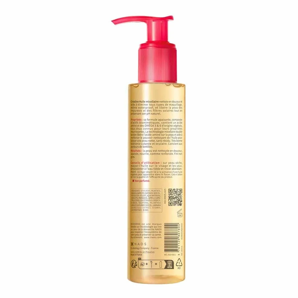 BIODERMA Créaline Aceite Micelar 150 ml - Limpia Desmaquilla Calma Pieles Sensibles