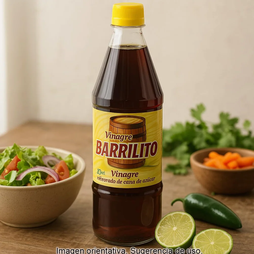 Vinagre de Caña de Azúcar Mexicano Barrilito 750 ml, aromático y suave para ensaladas