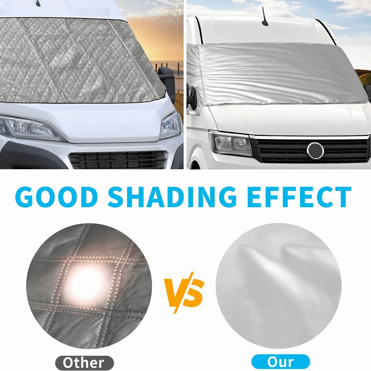 Cubierta de Parabrisas Térmico Externo Compatible con 2018-2023 VW Crafter Grand California, Parabrisas Delantero Cubierta Luxury de Plata para Protección contra Nieve, Hielo, Polvo y Sol