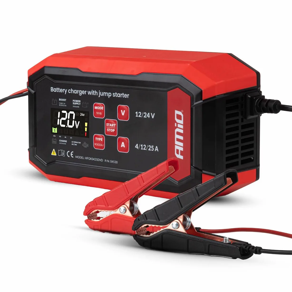 AMiO Cargador de batería de Coche para Coche Camiones Moto 04530