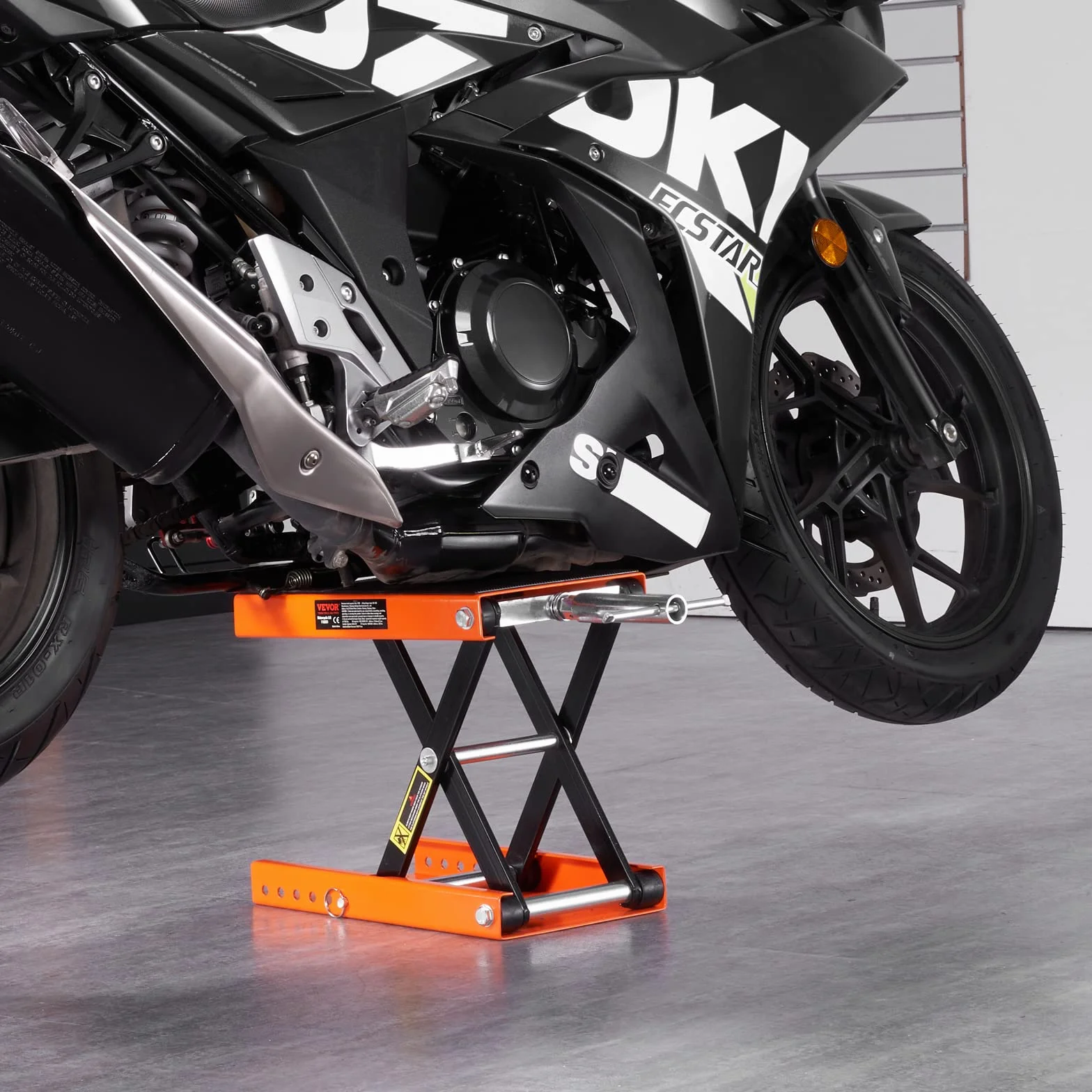 VEVOR Gato de Tijera para Moto Capacidad de 500kg Elevador de Motocicletas Altura de Elevación 9,5-35cm Elevador de Tijera de Acero Plataforma Antideslizante de 36,5x22 cm para Taller de Mantenimiento