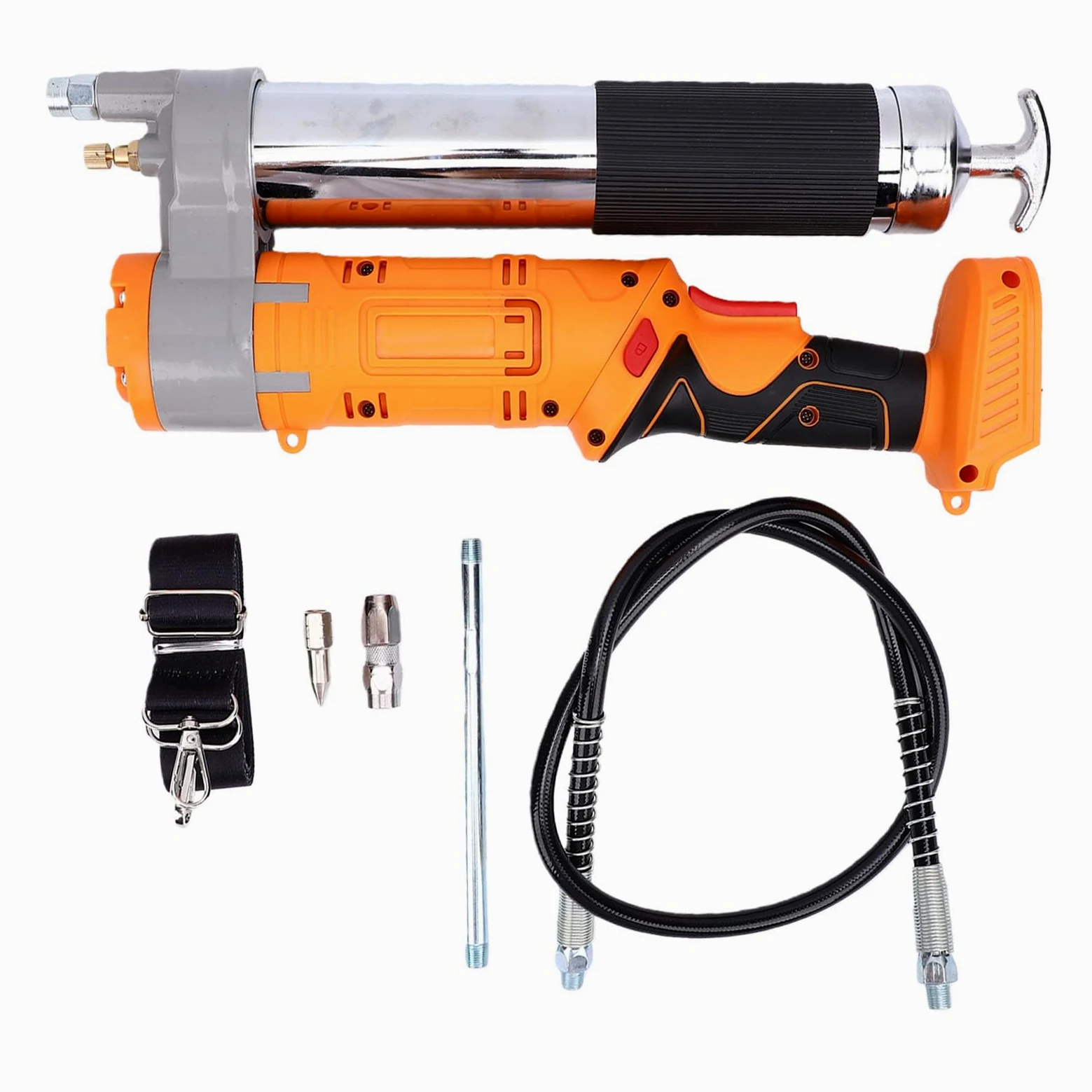 ASHATA Pistola de Engrase Inalámbrica Alimentada por Batería, Ajustable para Maquinaria Agrícola Automotriz, Uso Industrial
