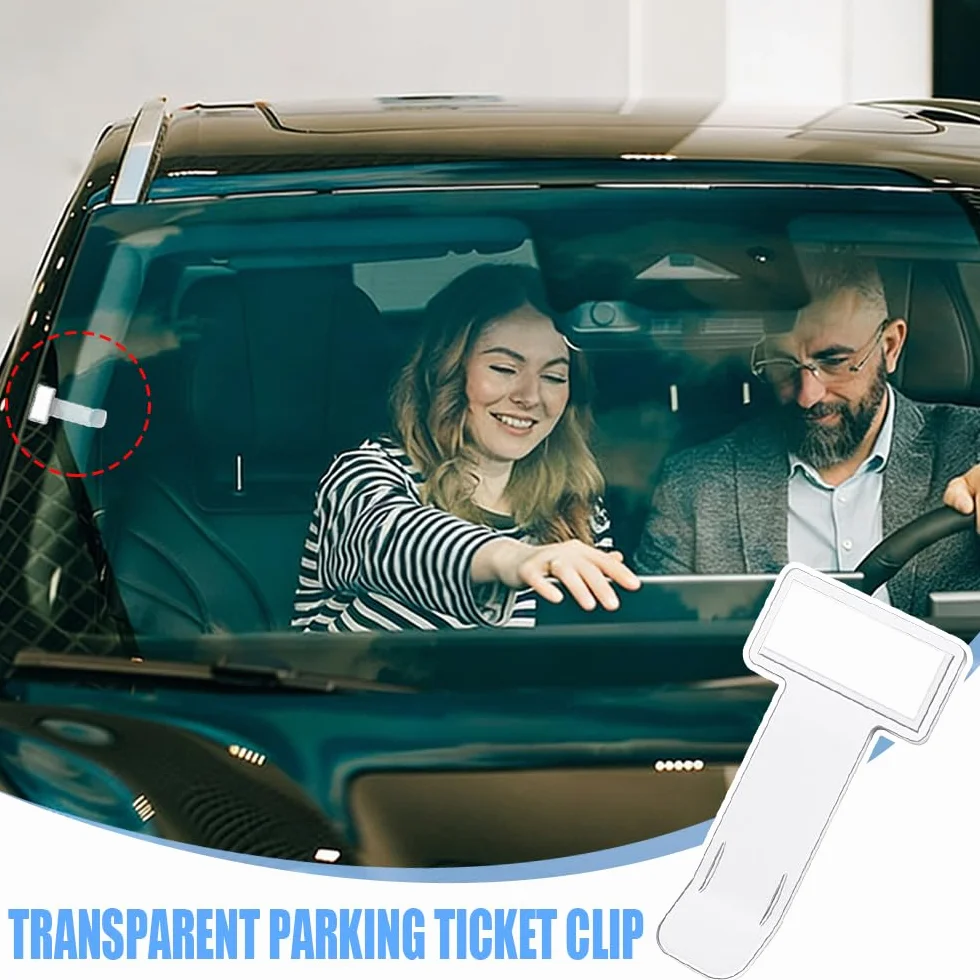 20 Piezas Clip para Boletos de Parabrisas Autoadhesivo Pinza Transparente Ticket Coche Soporte Pinzas de Plástico para Billetes de Aparcamiento para Coches Caravanas Camiones Parabrisas