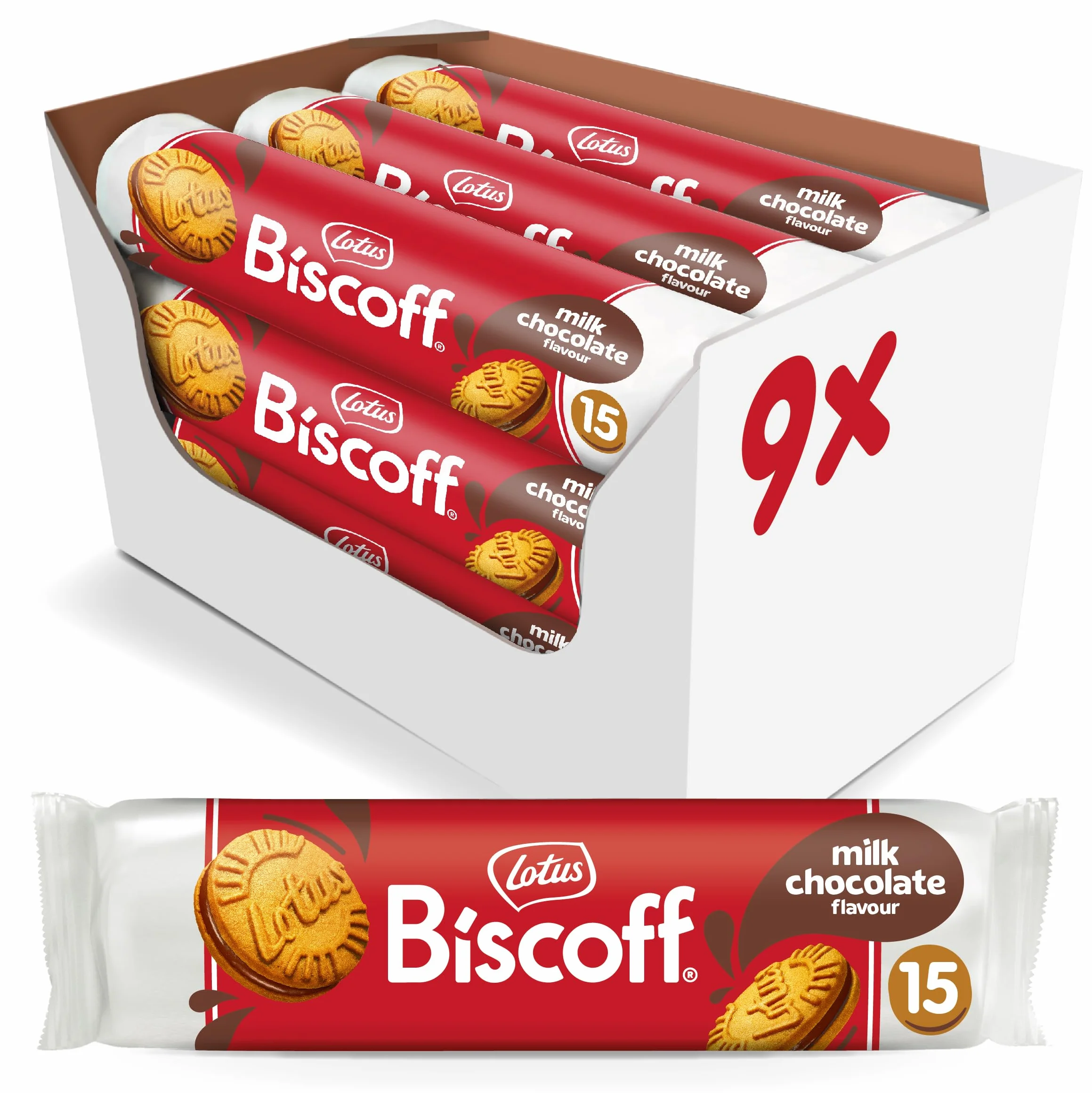 Lotus Biscoff Galletas Rellenas de Chocolate 9 x 150g Pack 15 Galletas