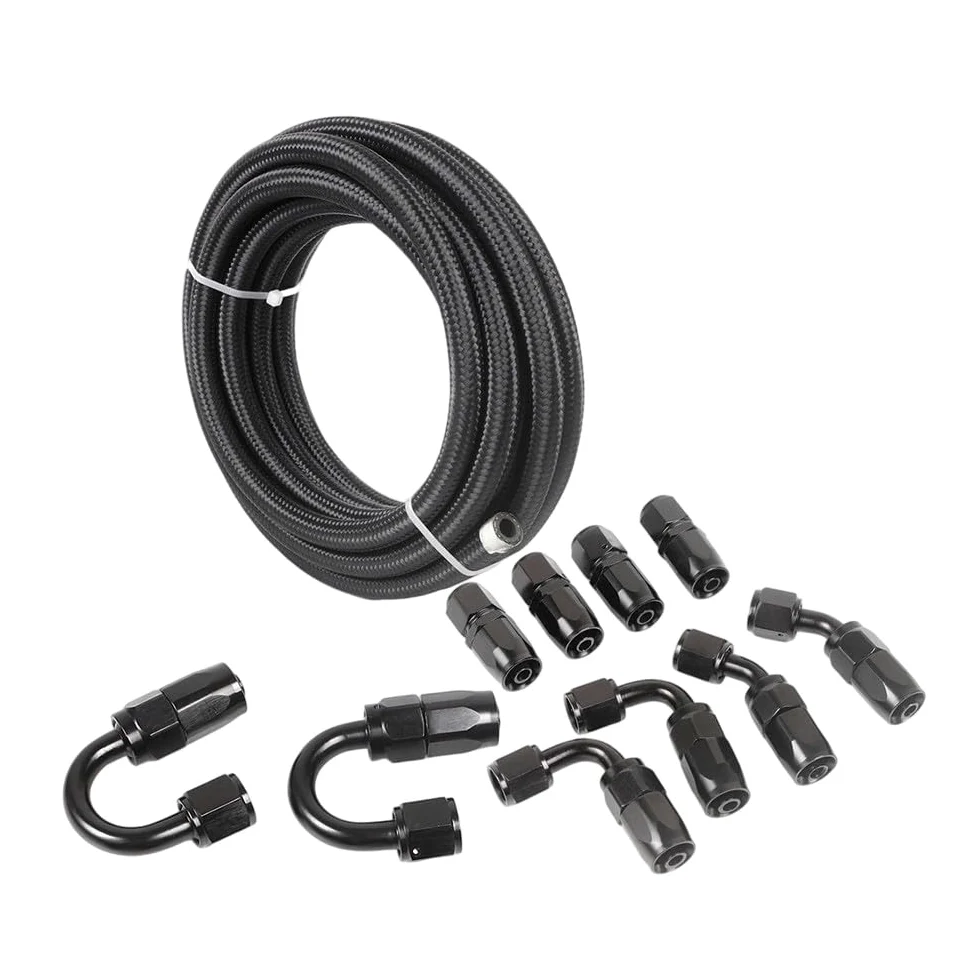 Kit de manguera AN6 de 6 m de longitud con 10 accesorios para refrigerante de aceite y uso del sistema de combustible en configuraciones industriales y de rendimiento