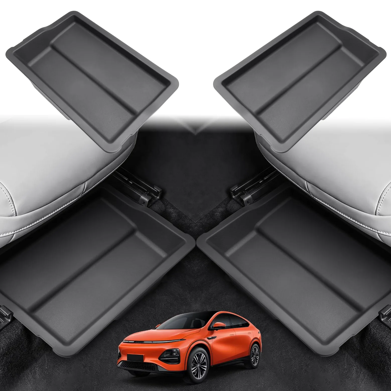 Xpeng G6 2025 2026 2027 Caja de Almacenamiento debajo del Asiento, TPE Impermeable Organizador Consola Central, Accesorios para Xpeng G6, Fila Delantera 2 Piezas