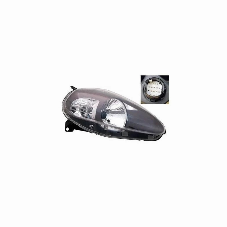 Repiauto Faro delantero derecho H4 base negra con piloto intermitente compatible con Fiat Grande Punto 2005-2008