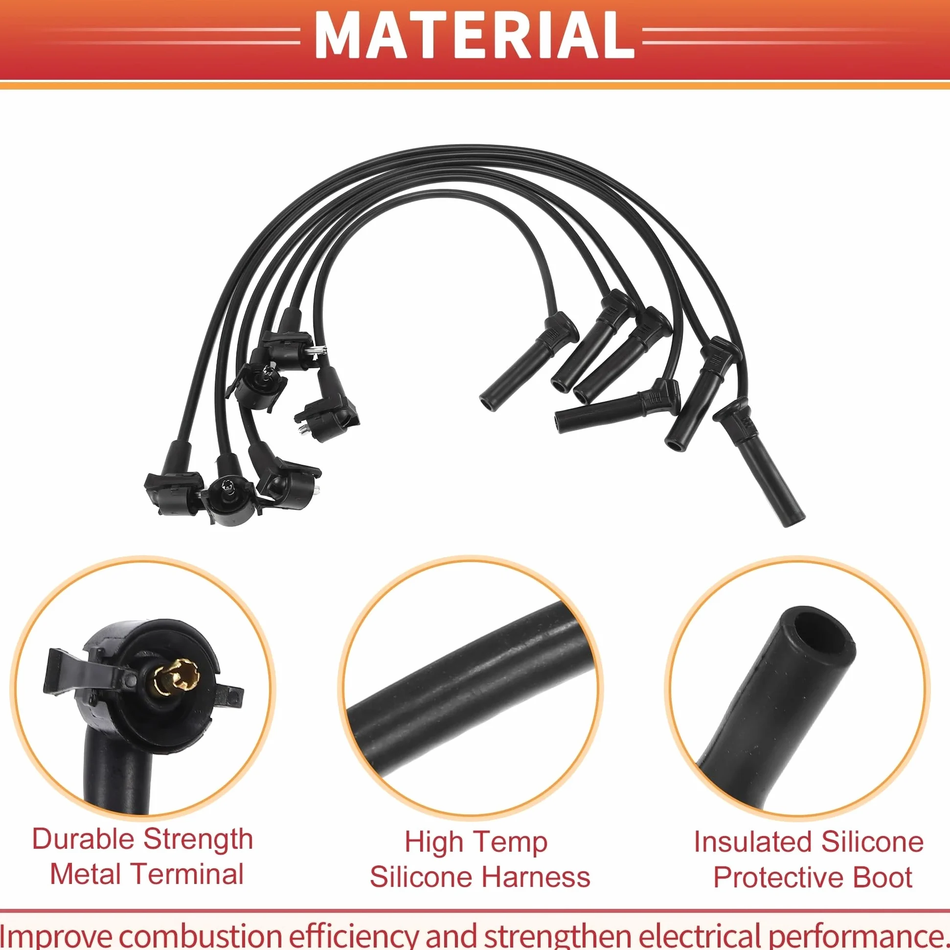Cable de Encendido 5U2Z12259C para Explorer Sport 2001-2003 V6 4.0L Cable de bujía Cable de Bobina de Encendido