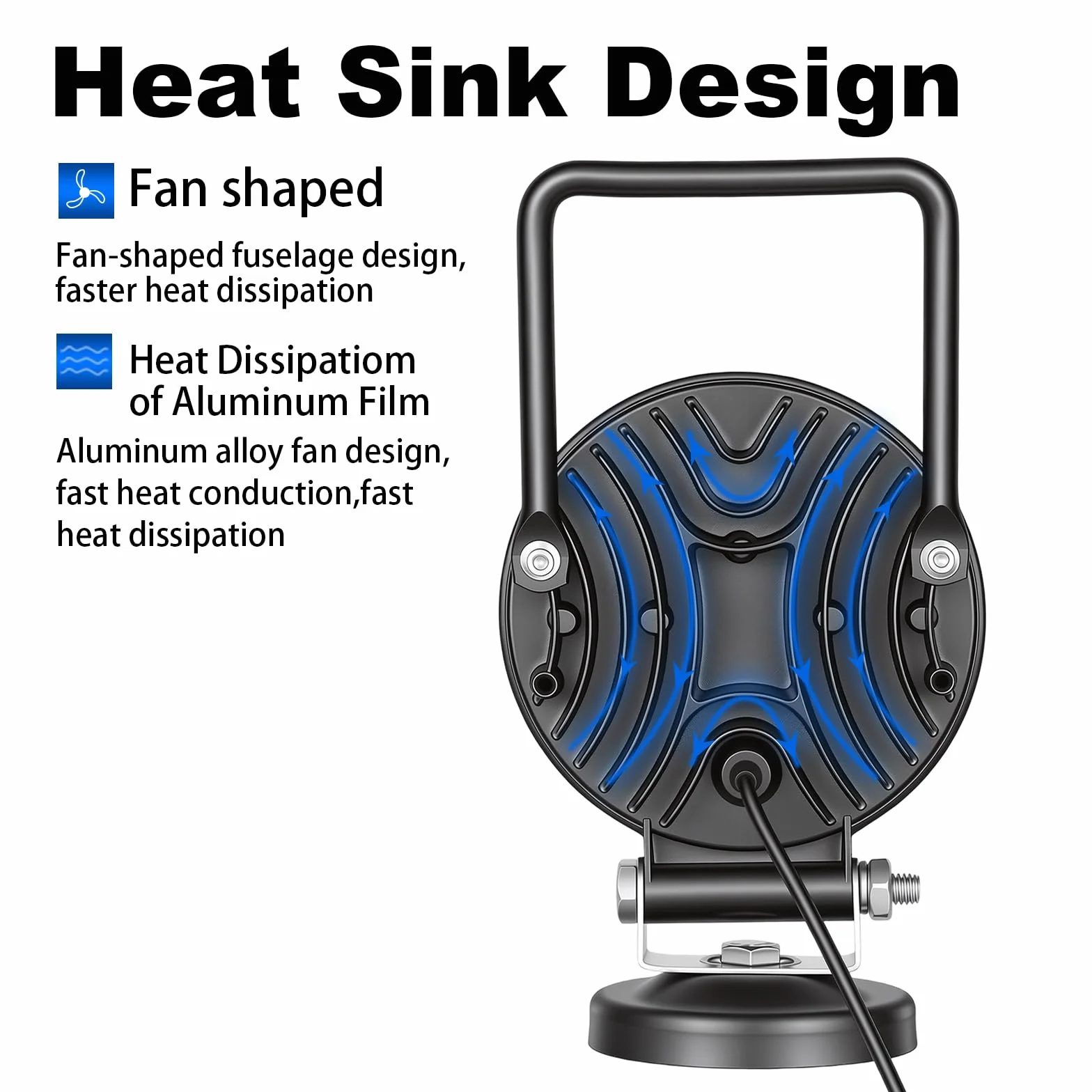 RIGIDON 42W Luz de Trabajo Con Base Magnética, 4 Pulgadas, Lámpara Portátil Para Off Road Camión Coche SUV 4x4, Faro LED Con Imán 12V 24V, 6000K Blanco