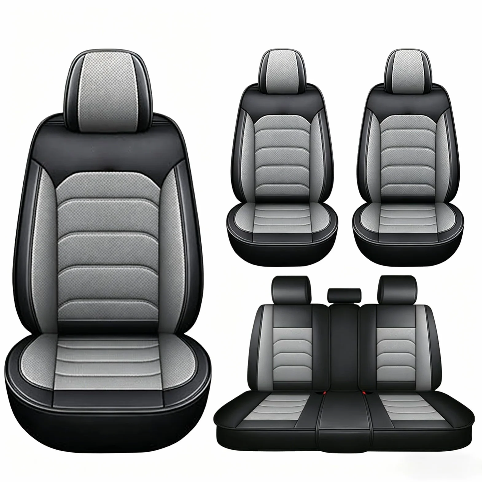 Fundas Asientos Coche Universal para Renault Austral 2024-2026,5 Asientos-Delanteros y Traseros Compatibles con Airbags Laterales, Material Piel Impermeable-Gris