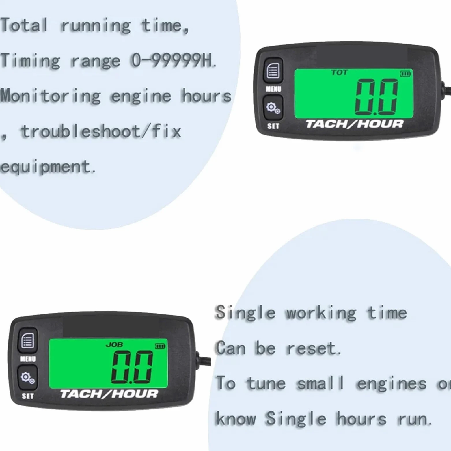 Tacómetro Digital, Medición De RPM, Tacómetro Motor Pequeño, Contador Horario Digital, Monitoreo Horas para Motocicleta, Motosierra, Avión Ultraligero,Pantalla LCD