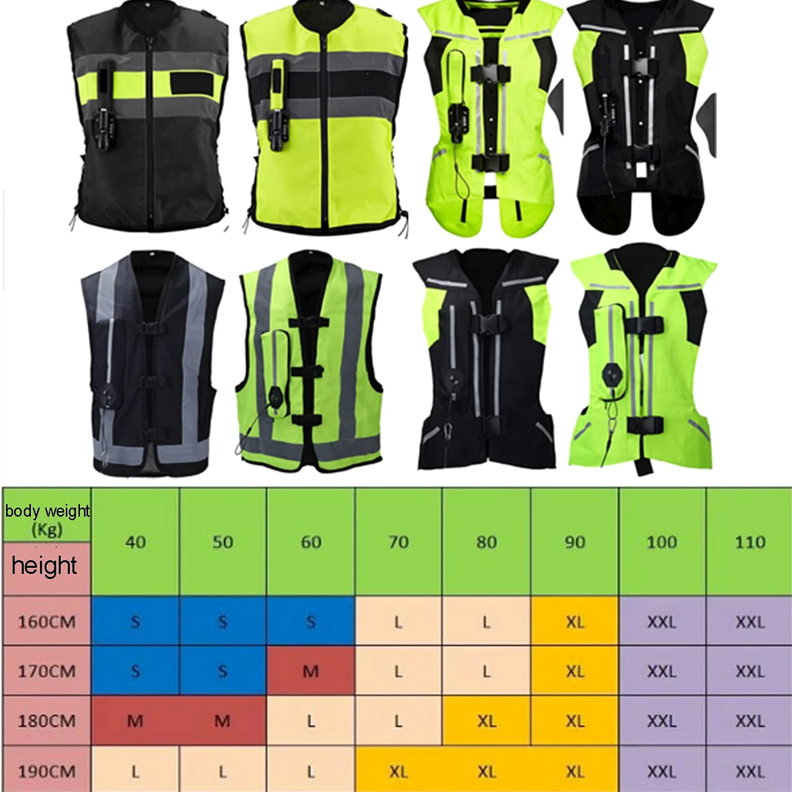 Chaleco De Airbag De La Motocicleta Chaleco De Airbag Reflexivo De Los Hombres Suspensión / Cremallera, Tamaño Ajustable Utilizado En Equitación Ecuestre, Equipo De Motocicletas De Bicicleta.