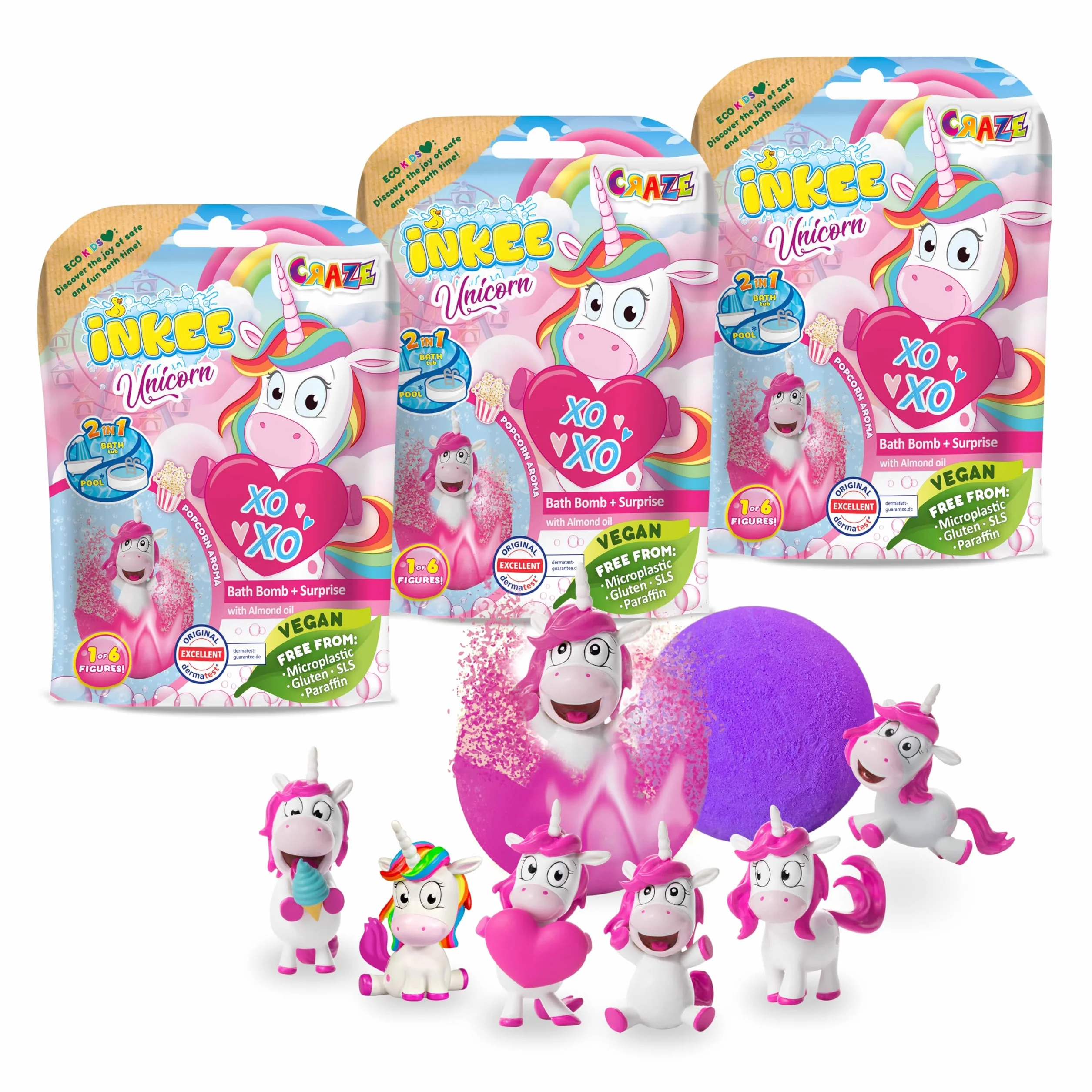Bombas de Baño Infantiles Unicornio Regalo Sorpresa Pack 3 Palomitas