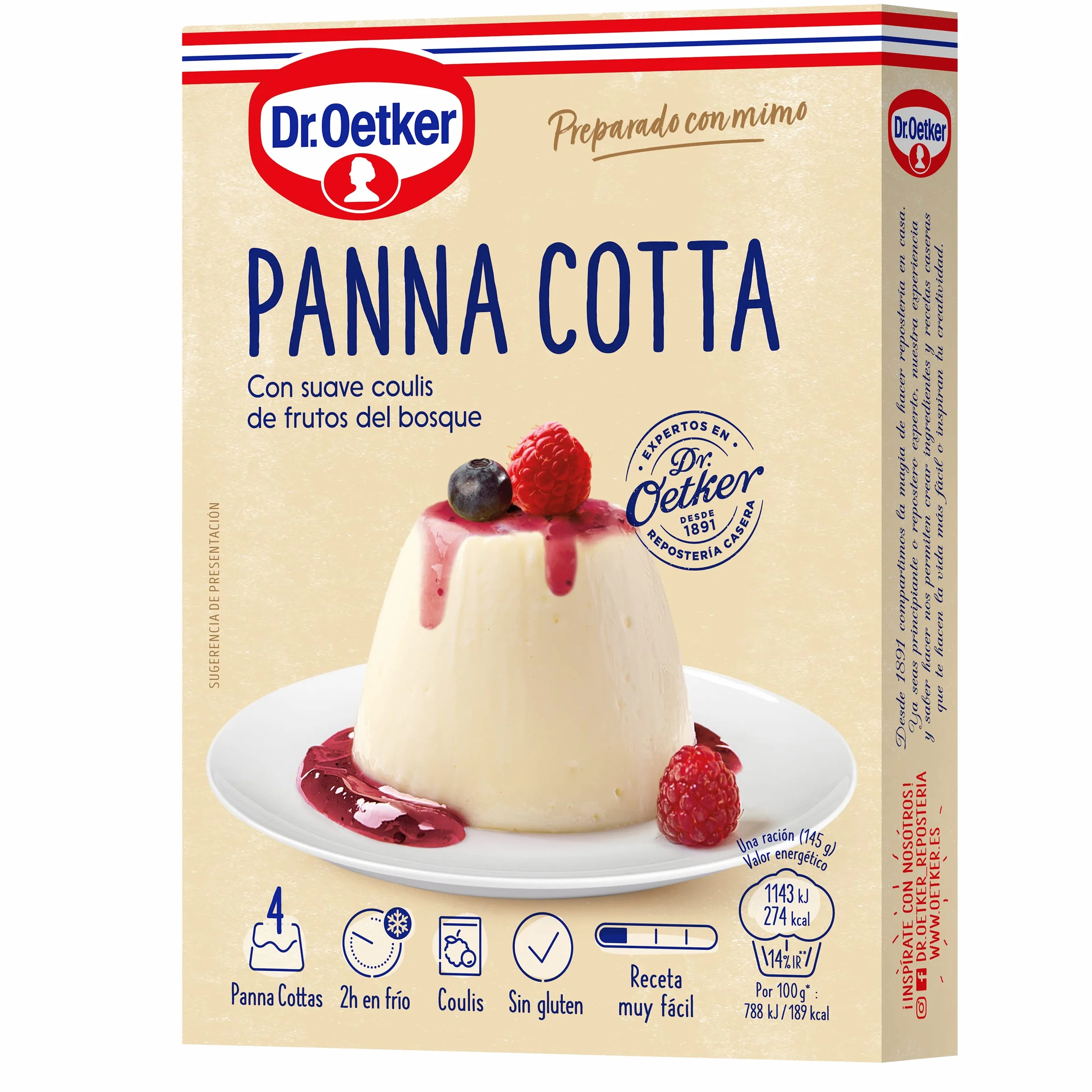 Dr. Oetker Panna Cotta Con Salsa De Frambuesa, 110 g