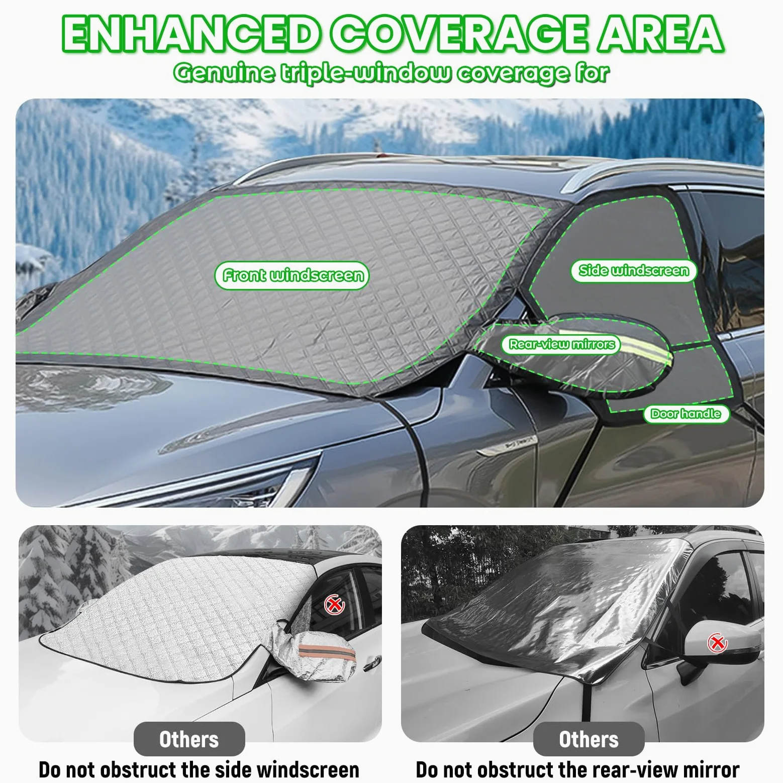 auvstar Protector de Parabrisas, Espesado Cubre Parabrisas Invierno,Cubierta Plegable para Coche y SUV, Protege de Hielo, Nieve y Viento (Negro)