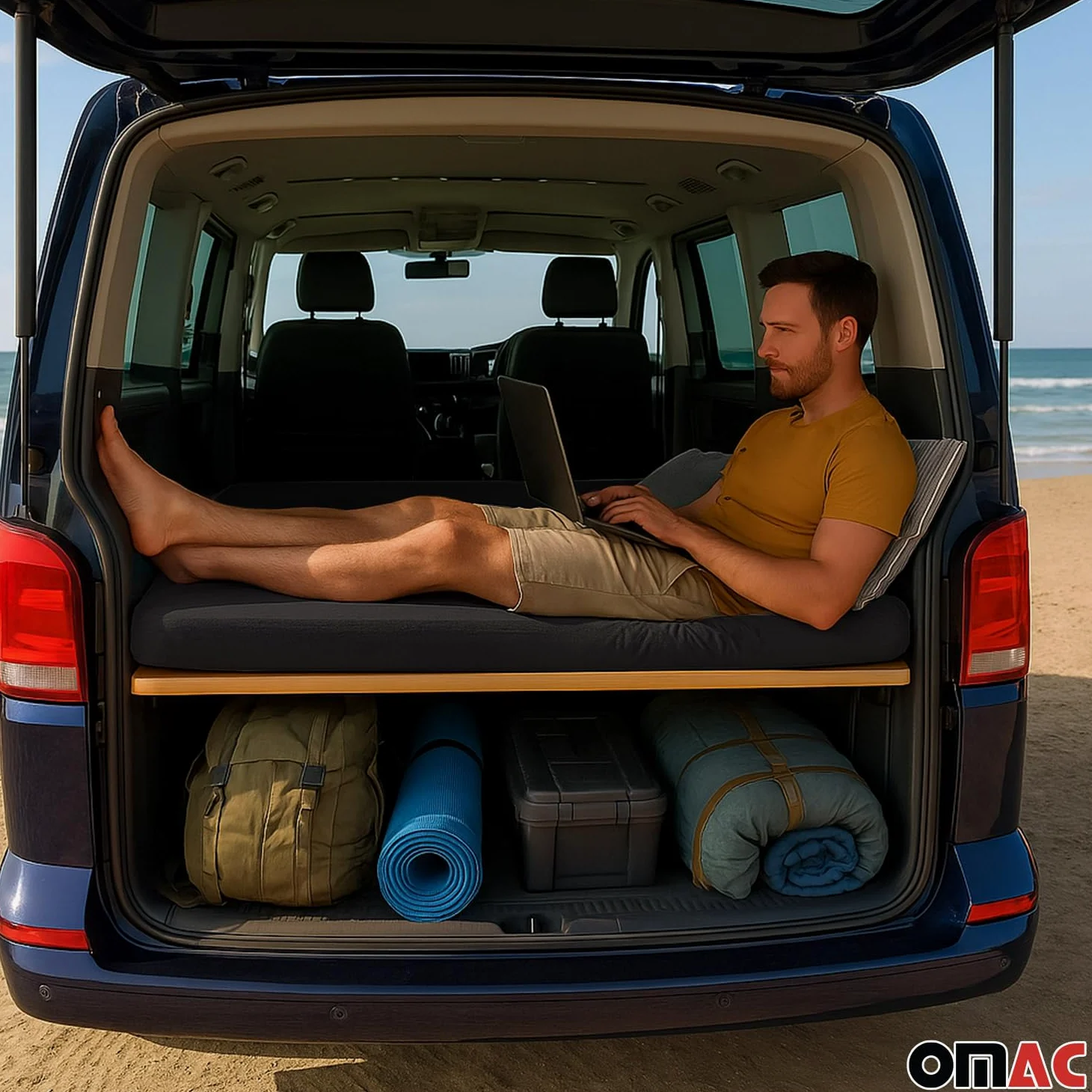 OMAC Multiflexboard Bettverlängerung Ablage Compatible con VW Multivan T5 T6 2003-2024