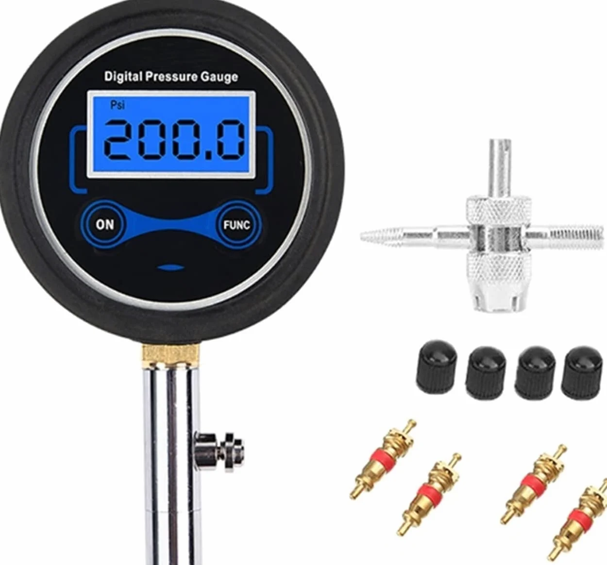 Inflador de neumáticos de Aire para Bicicleta de Coche con manómetro Digital 200PSI LCD presión (E)