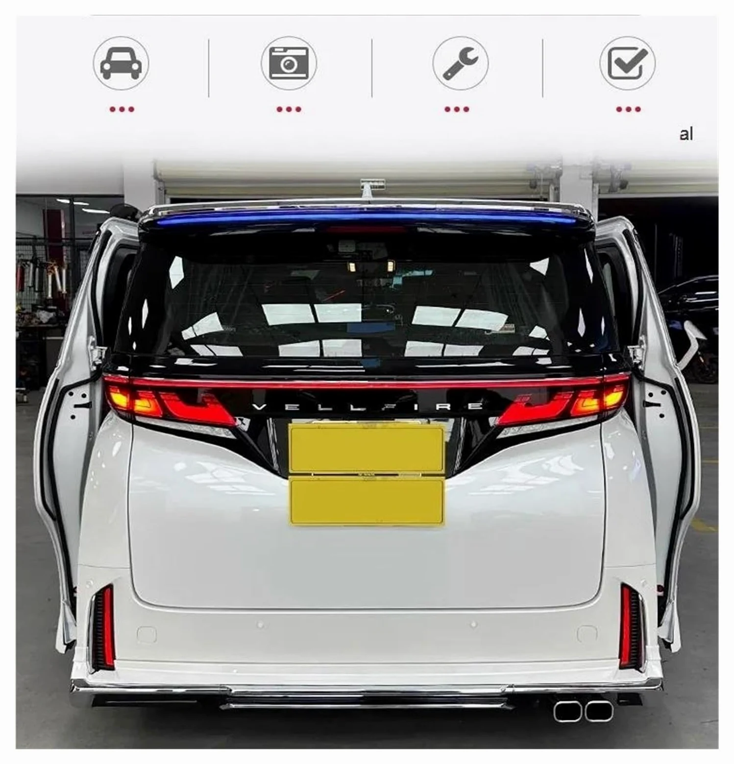 Tubo escape deportivo Silenciador de tubo de escape cuadrado de acero inoxidable de doble cabezal para Toyota para Alphard Serie 40 2024 silenciador