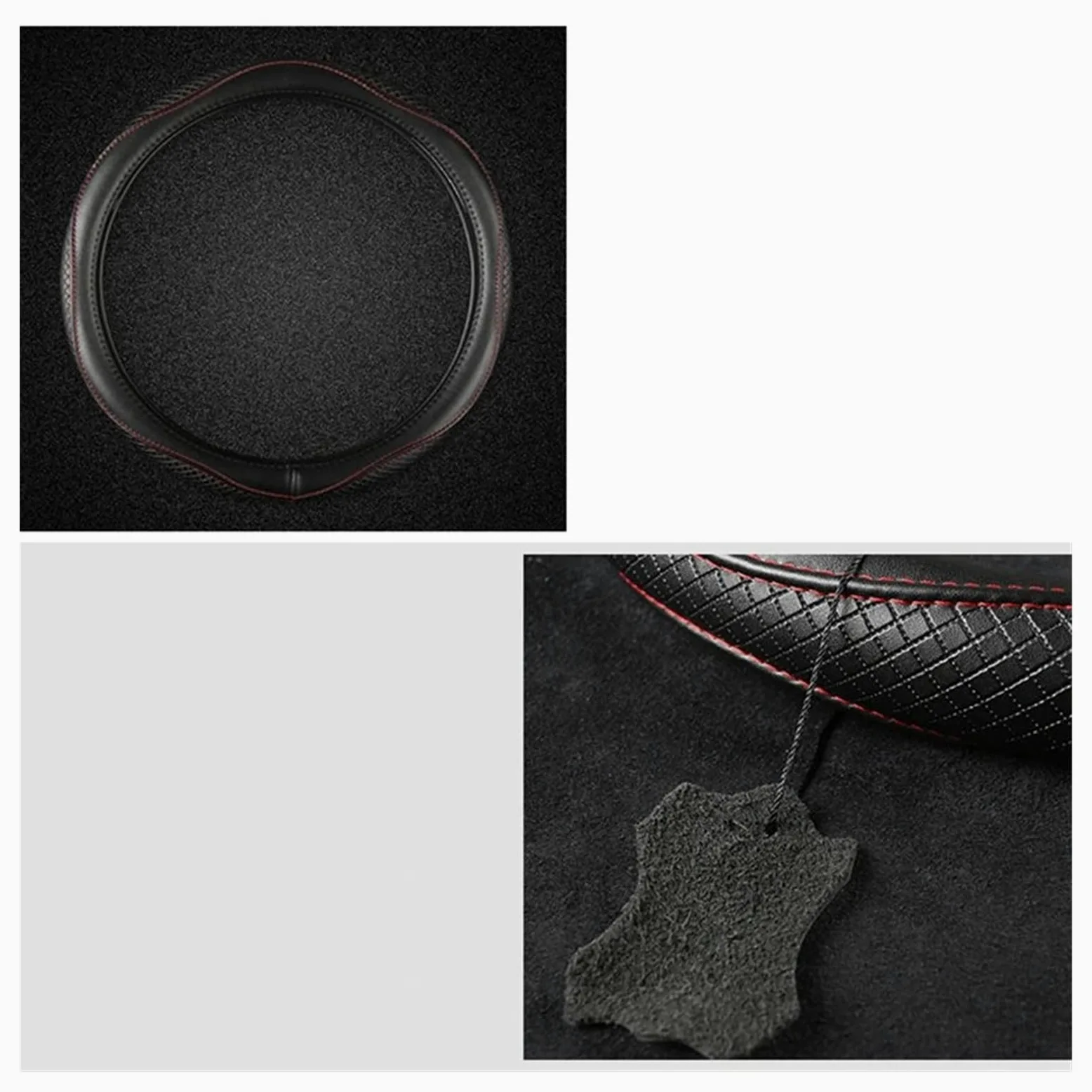 Protector para Volantes para Volvo XC40 para XC60 para XC90 V40 para S90 S80 para S60 S40 Funda Volante Cuero Genuino 38 Cm Y 15 Pulgadas, Antideslizante(Negro)