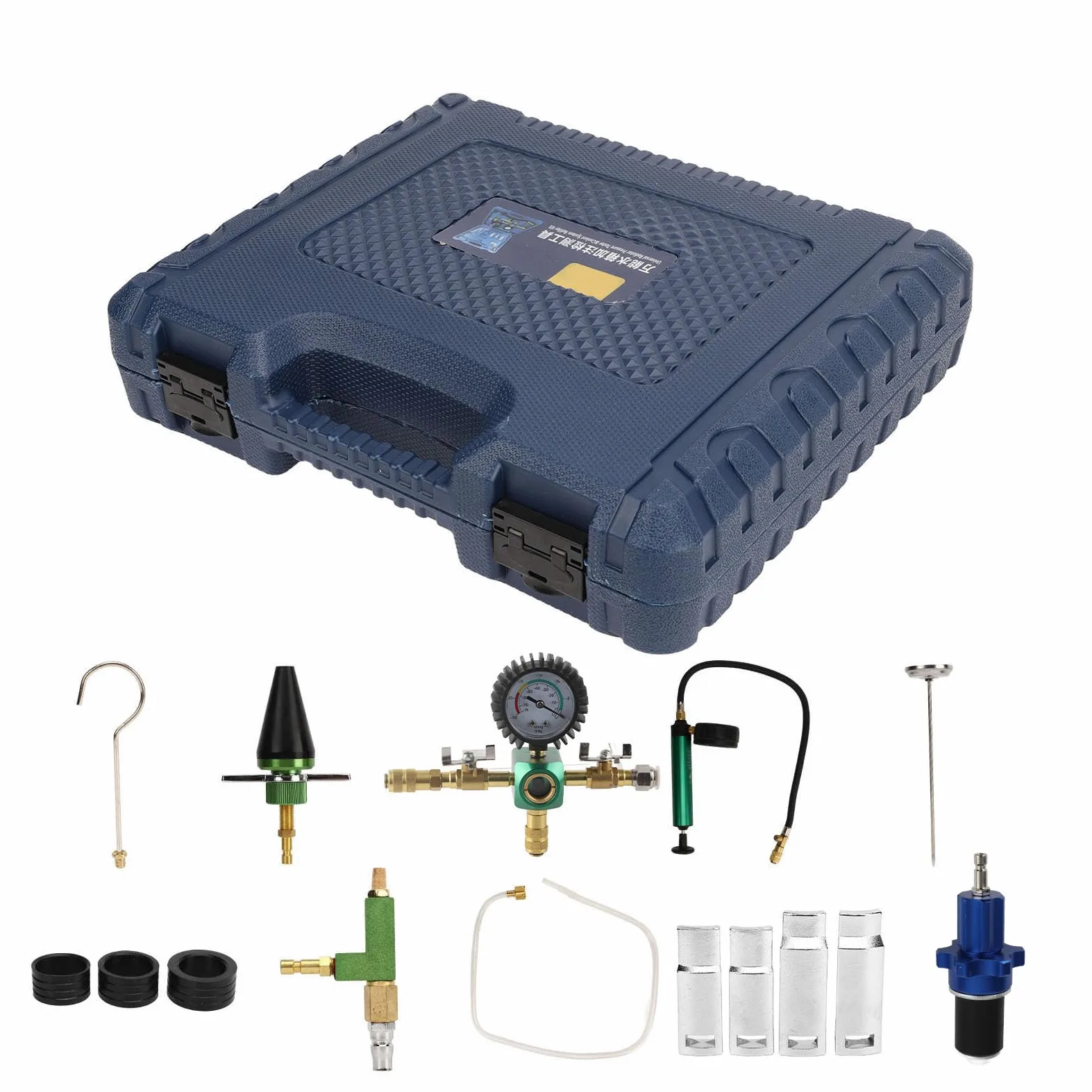 Kit de Recarga de Vacío del de Refrigerante, Probador de Fugas de Presión del Radiador, Relleno Anticongelante con Ajuste Universal, Caja de Herramientas Portátil Liviana para la Mayoría de