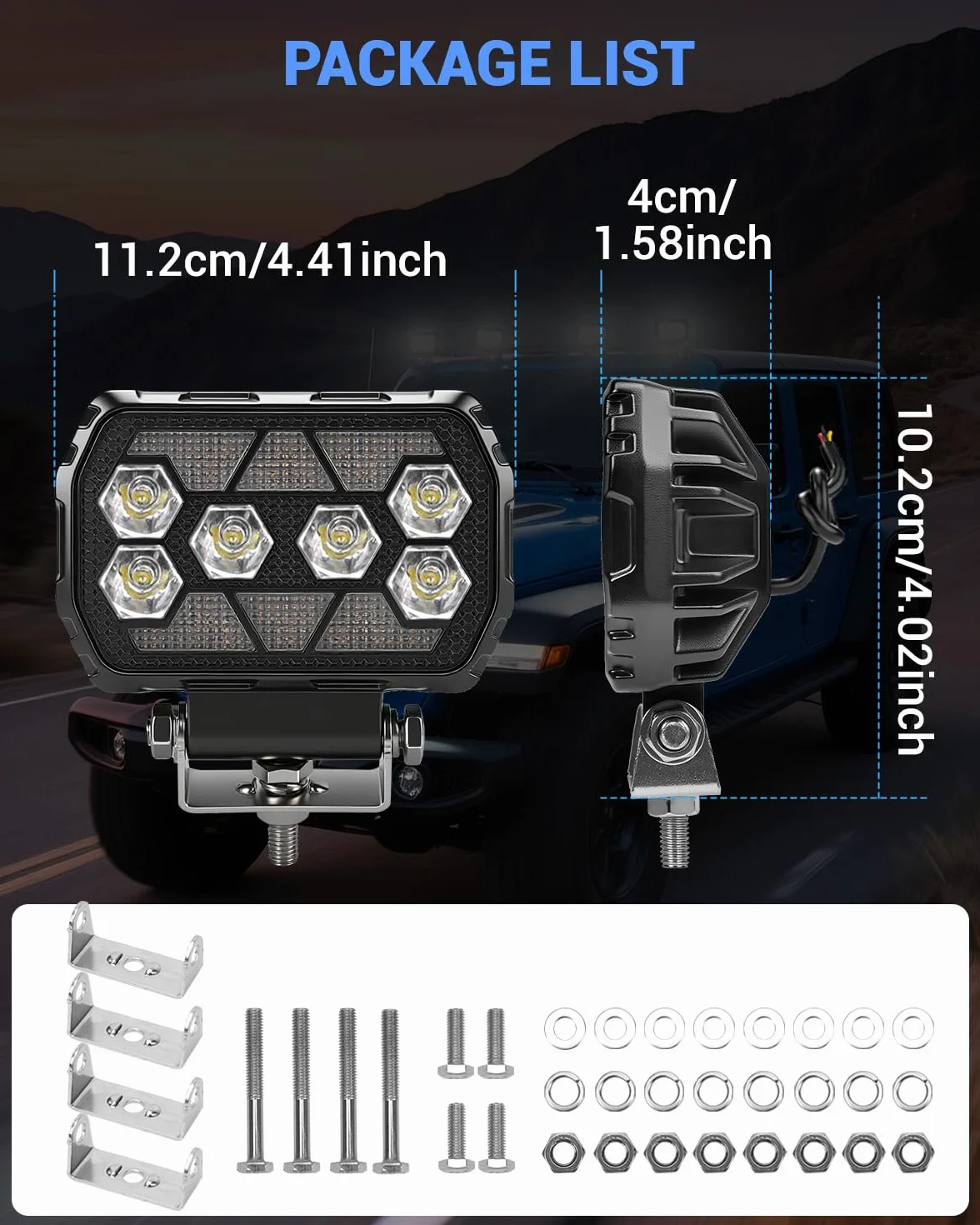 SUPAREE Faros LED Tractor Foco LED Amarillo 12V Foco de Trabajo 12V Tractor Luces 6000K Blancas y 3000K Amarillas 8-90V IP67 Impermeable per Off-Road Camión SUV UTV ATV 4pcs