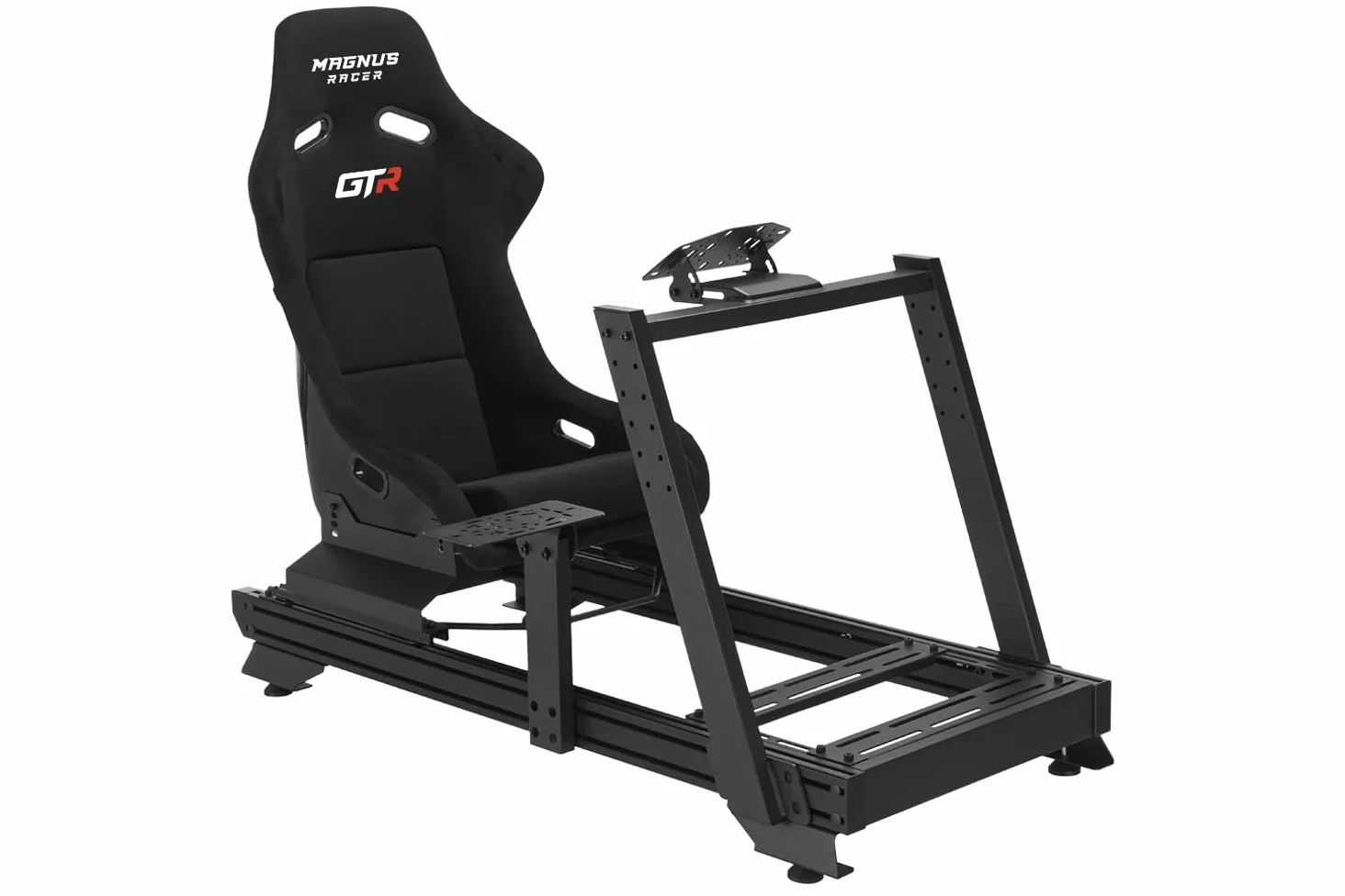 Indeca Cockpit Simracing Magnus Racer GTR con Asiento | Soporte para Volante, Pedales y Palanca de Cambios | Estructura de Aluminio y Acero | Ajustable y Estable