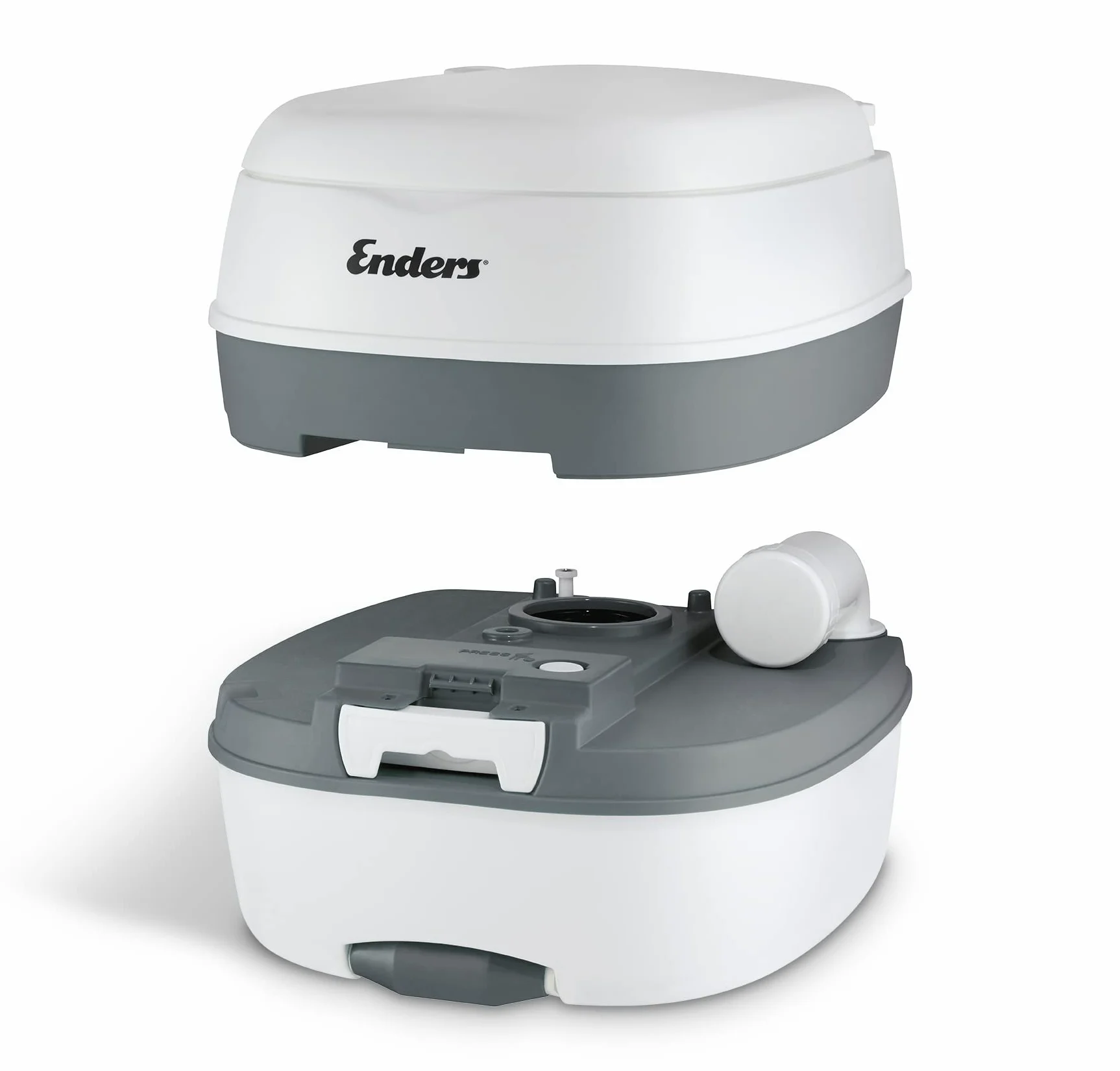 Enders Mobil Deluxe Aseo WC inodoro portátil para camping, Water quimico con altura de asiento confortable, indicador de nivel, caravana superficie lisa y agradable, 4950, Blanco