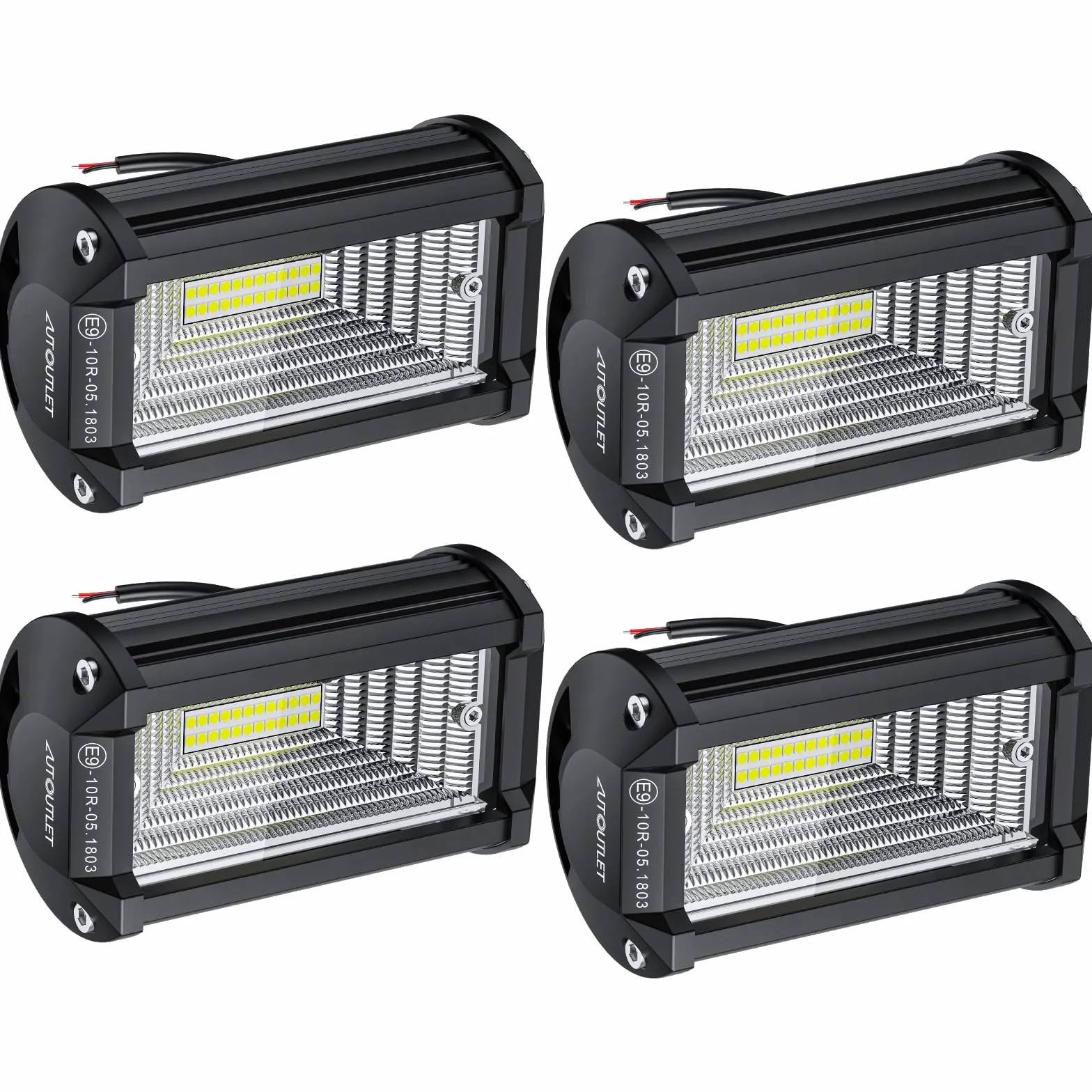 AUTOUTLET 4PCS 72W Focos de Coche Foco de Trabajo LED 12V 24V 6000LM Impermeable IP65 Off-road Homologado para Camiones Pickup Jeep ATV UTV SUV Barco